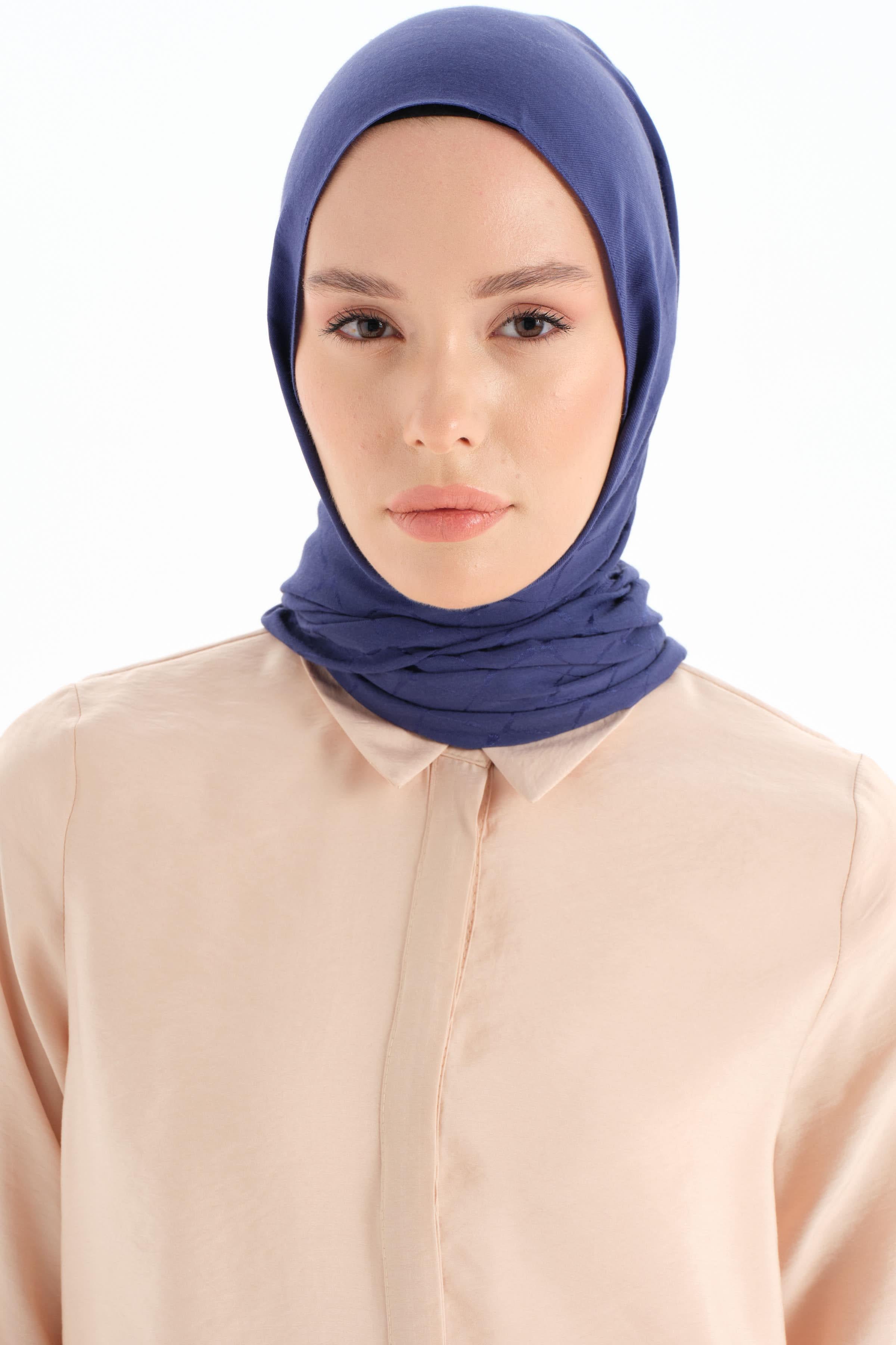 Natural Desenli Şal - Lacivert TUGBA