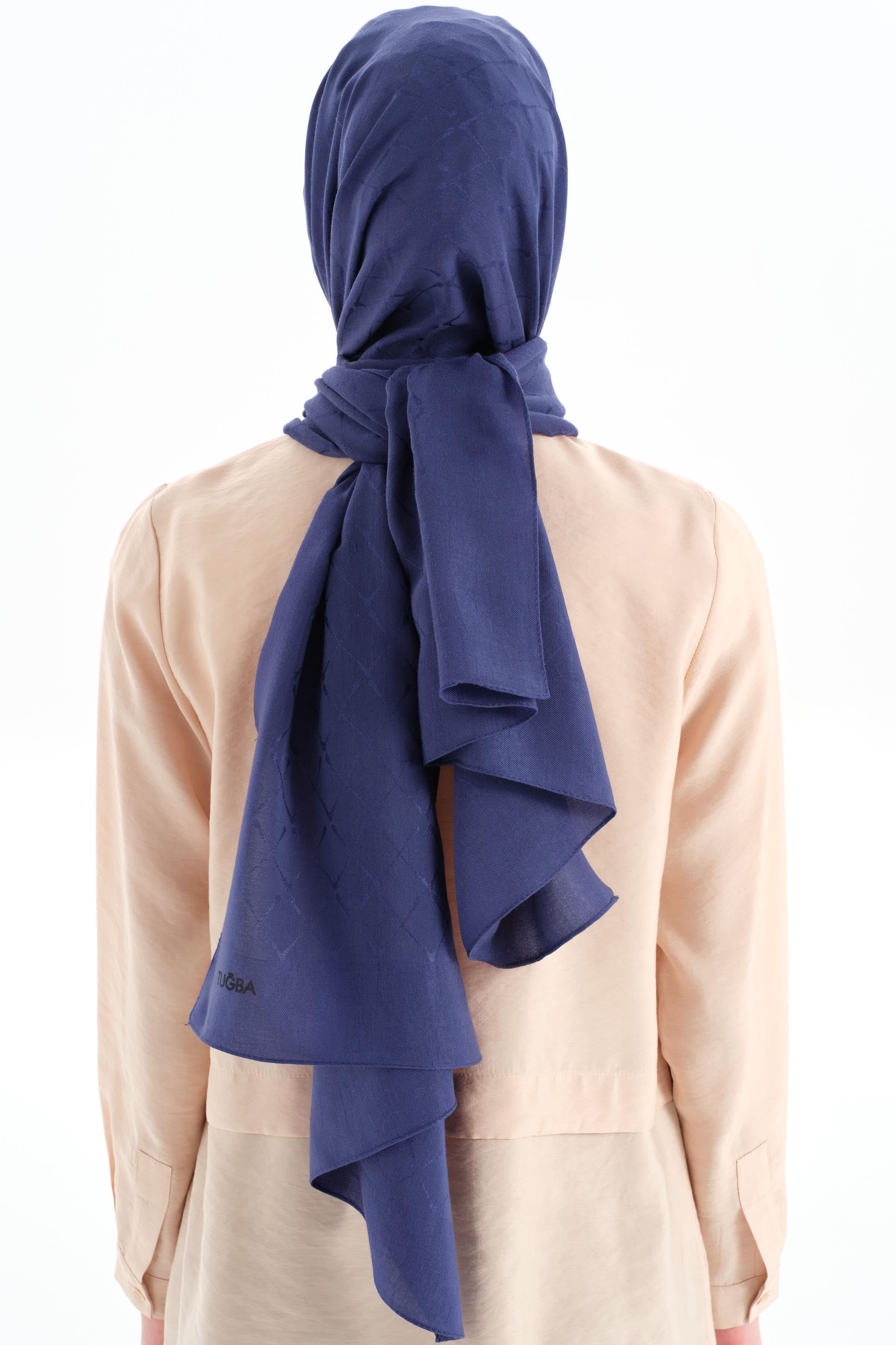 Natural Desenli Şal - Lacivert TUGBA