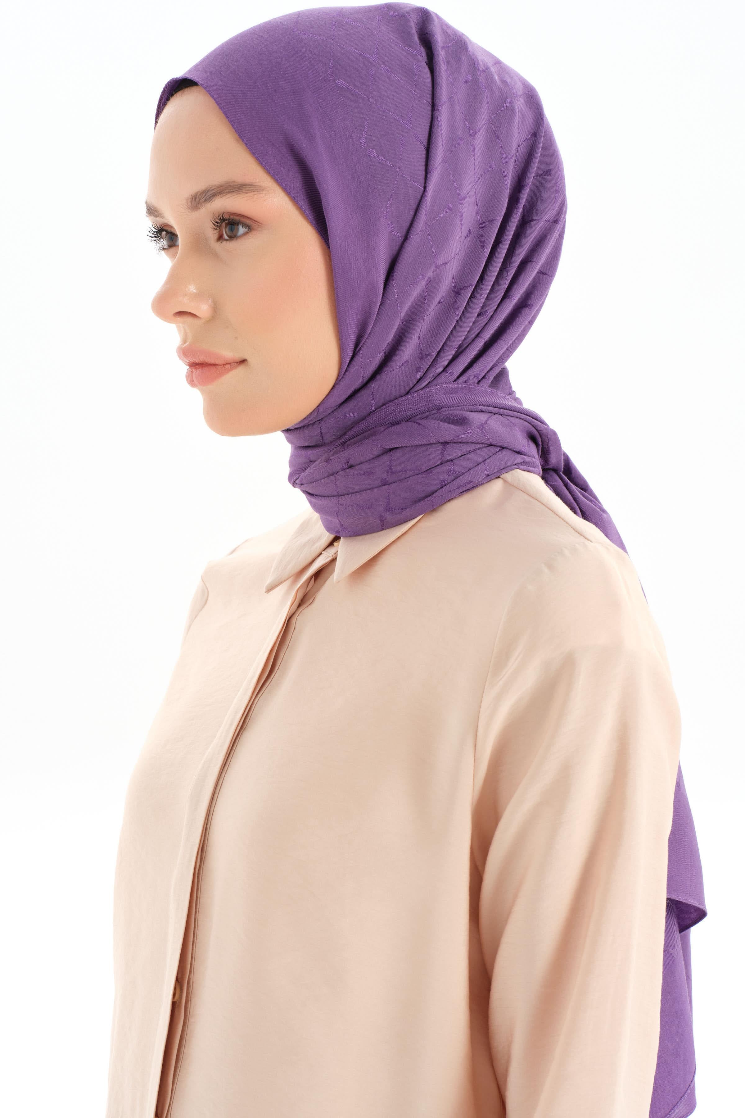 Natural Desenli Şal - Mor TUGBA