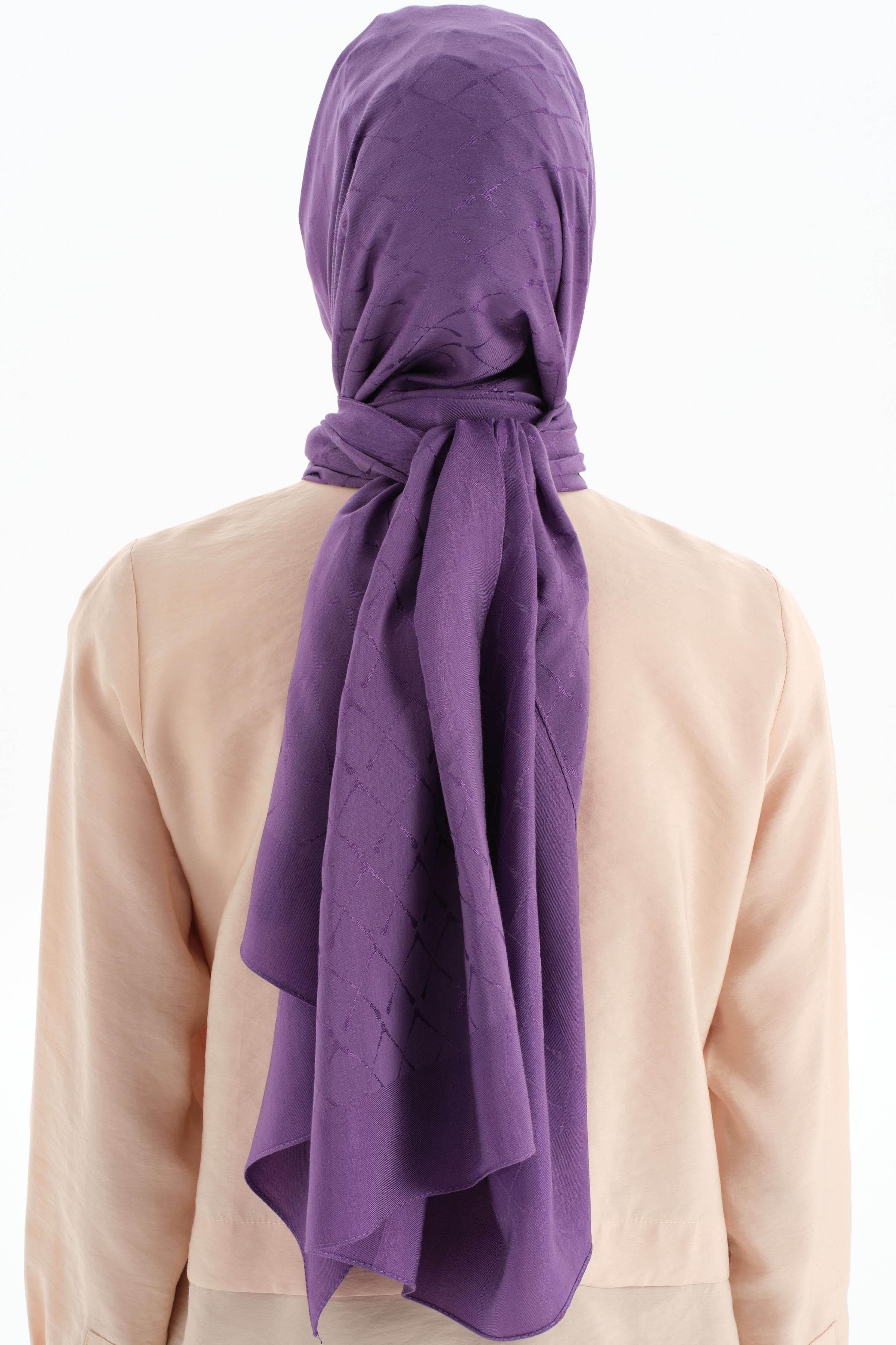 Natural Desenli Şal - Mor TUGBA