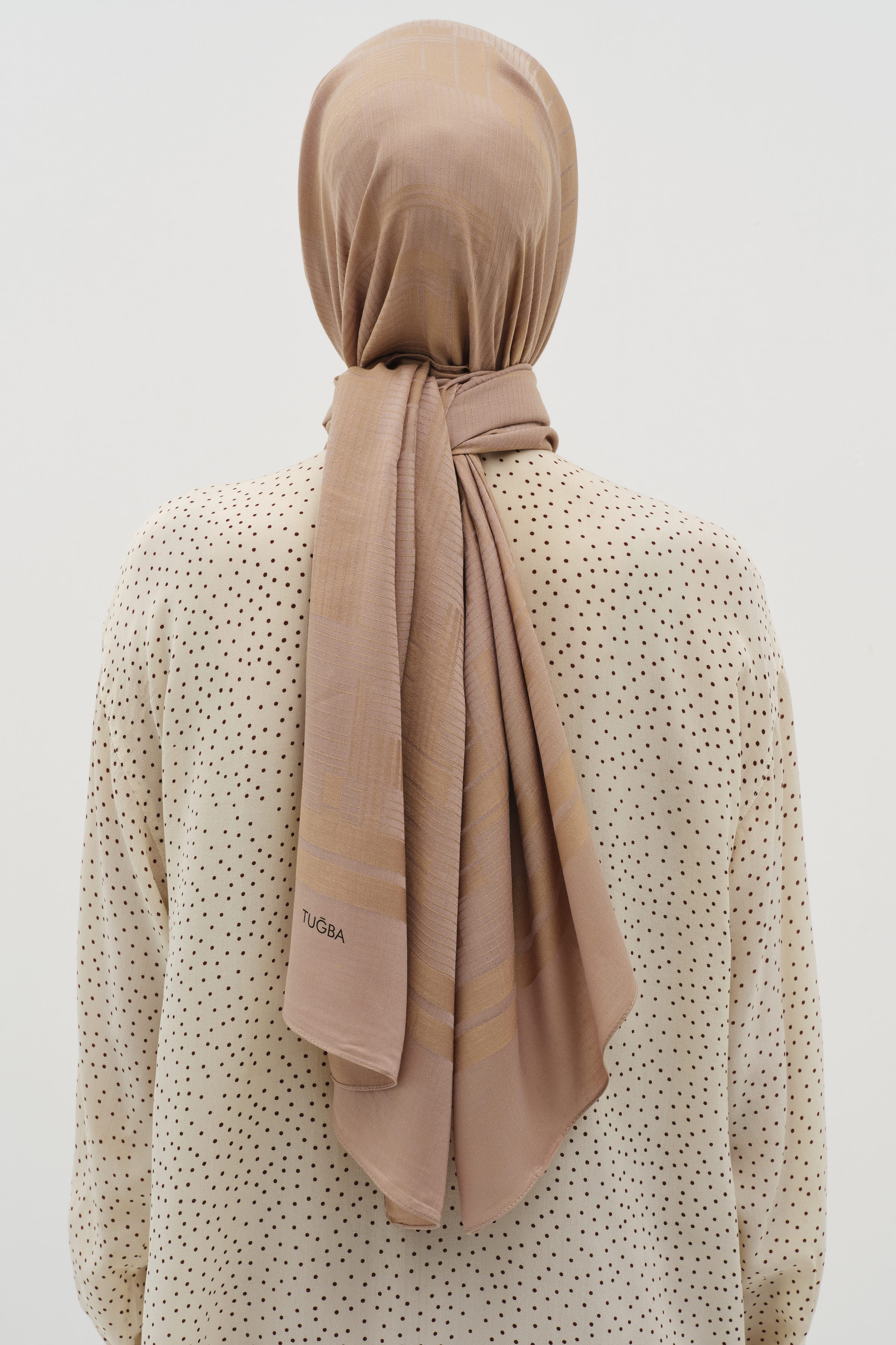 Natural Geometrik Desen Şal - Açık Kahve TUĞBA