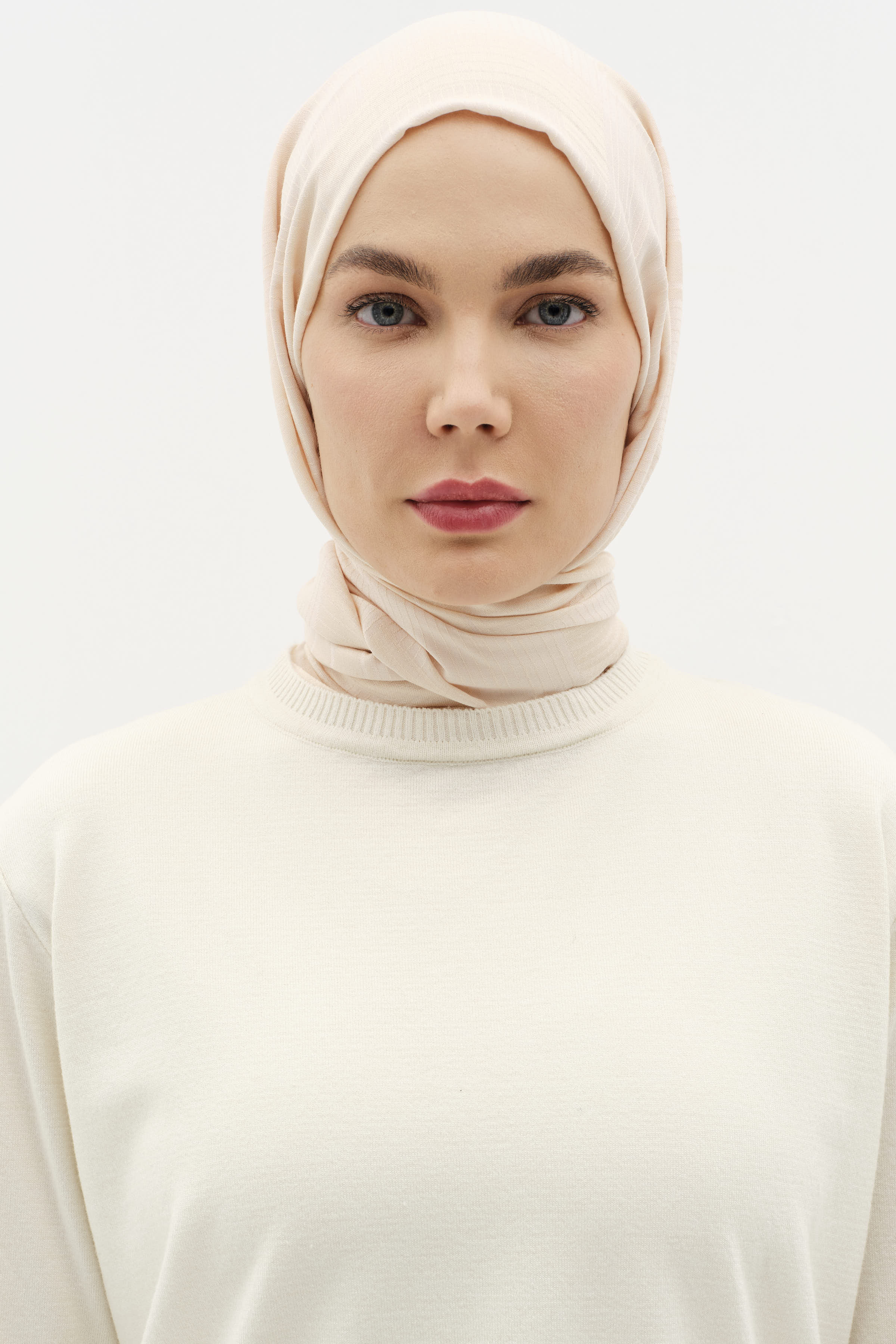 Natural Geometrik Desen Şal - Bej TUĞBA