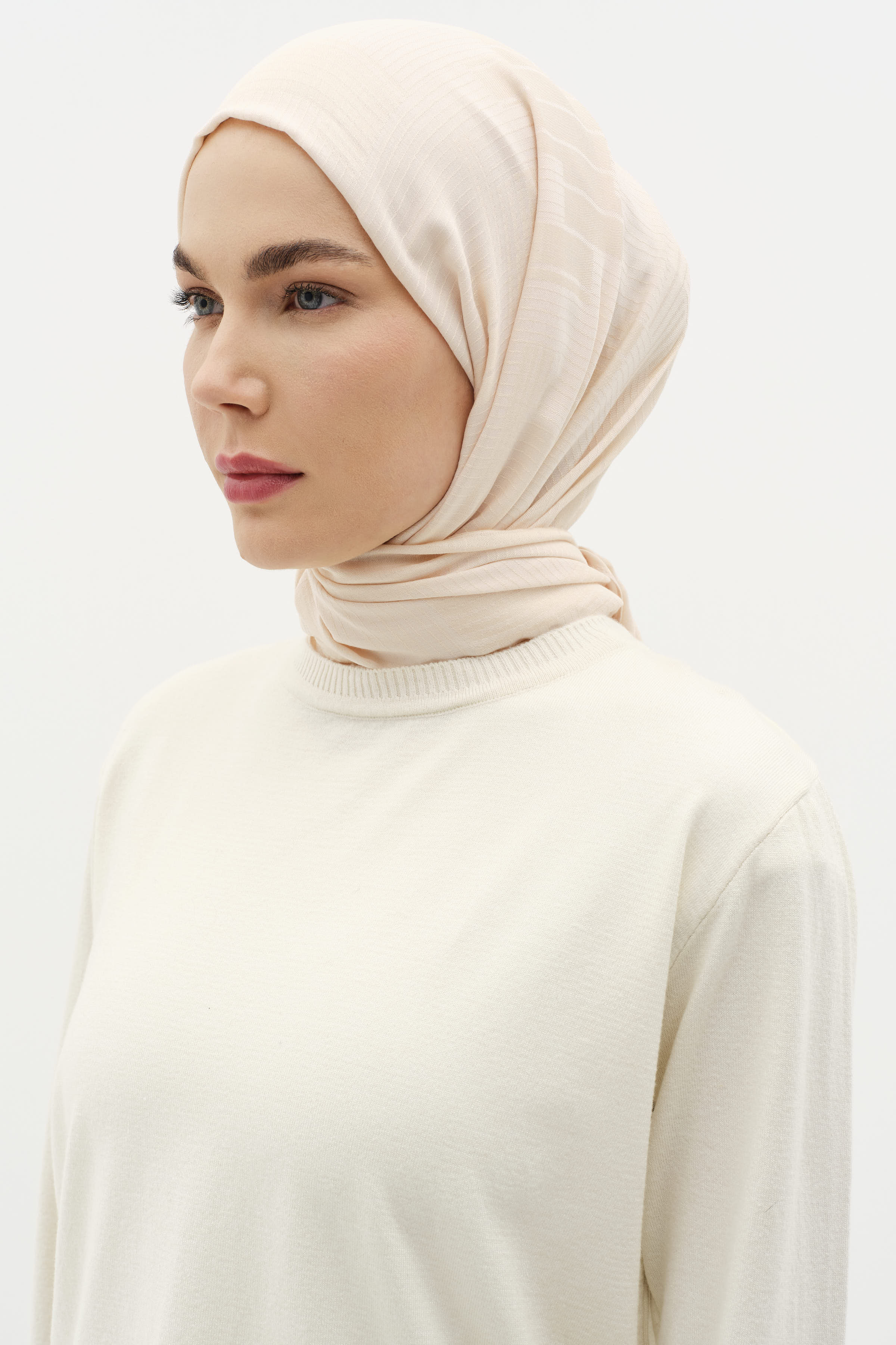 Natural Geometrik Desen Şal - Bej TUĞBA