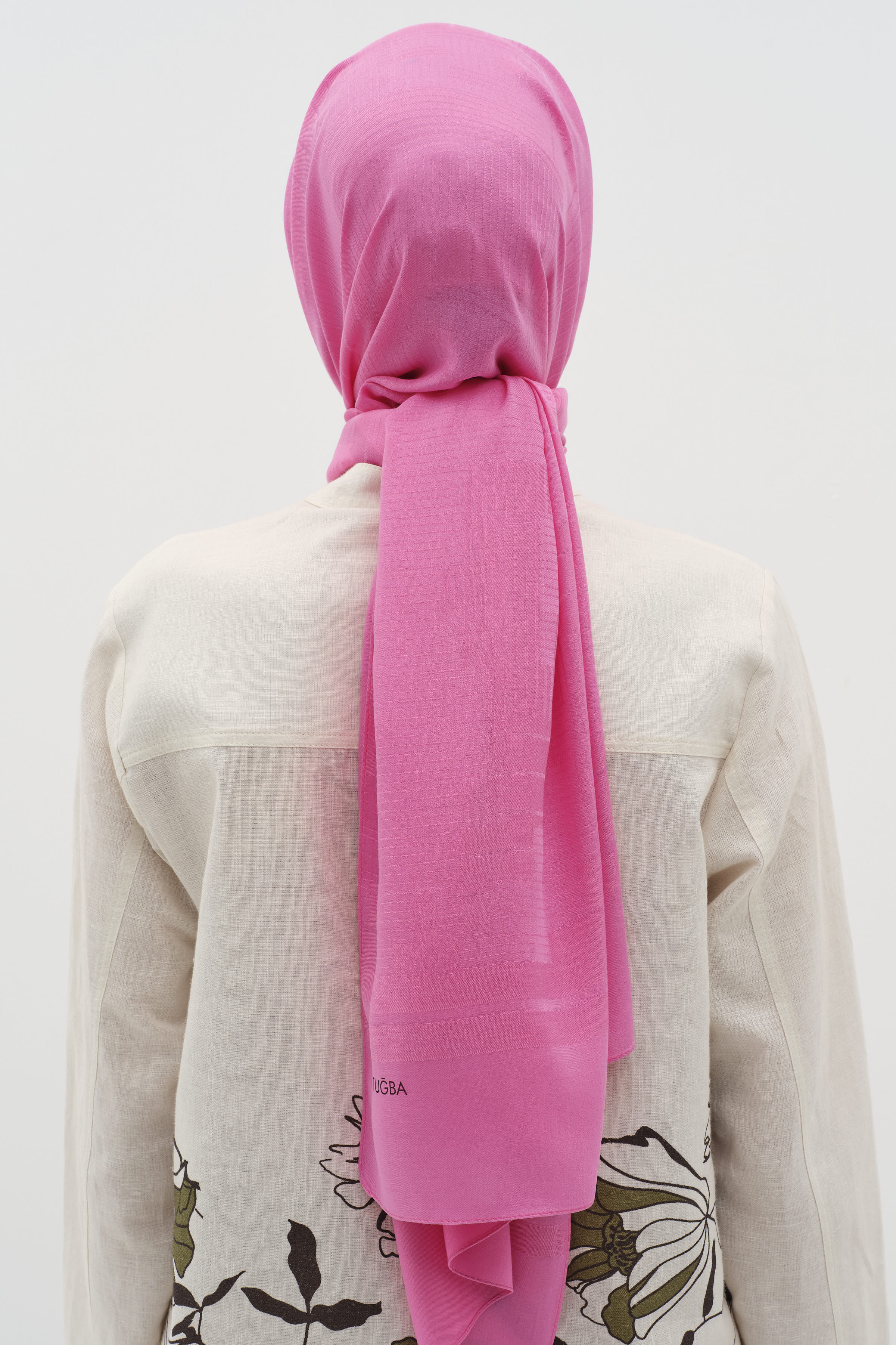 Natural Geometrik Desen Şal - Fuşya TUGBA