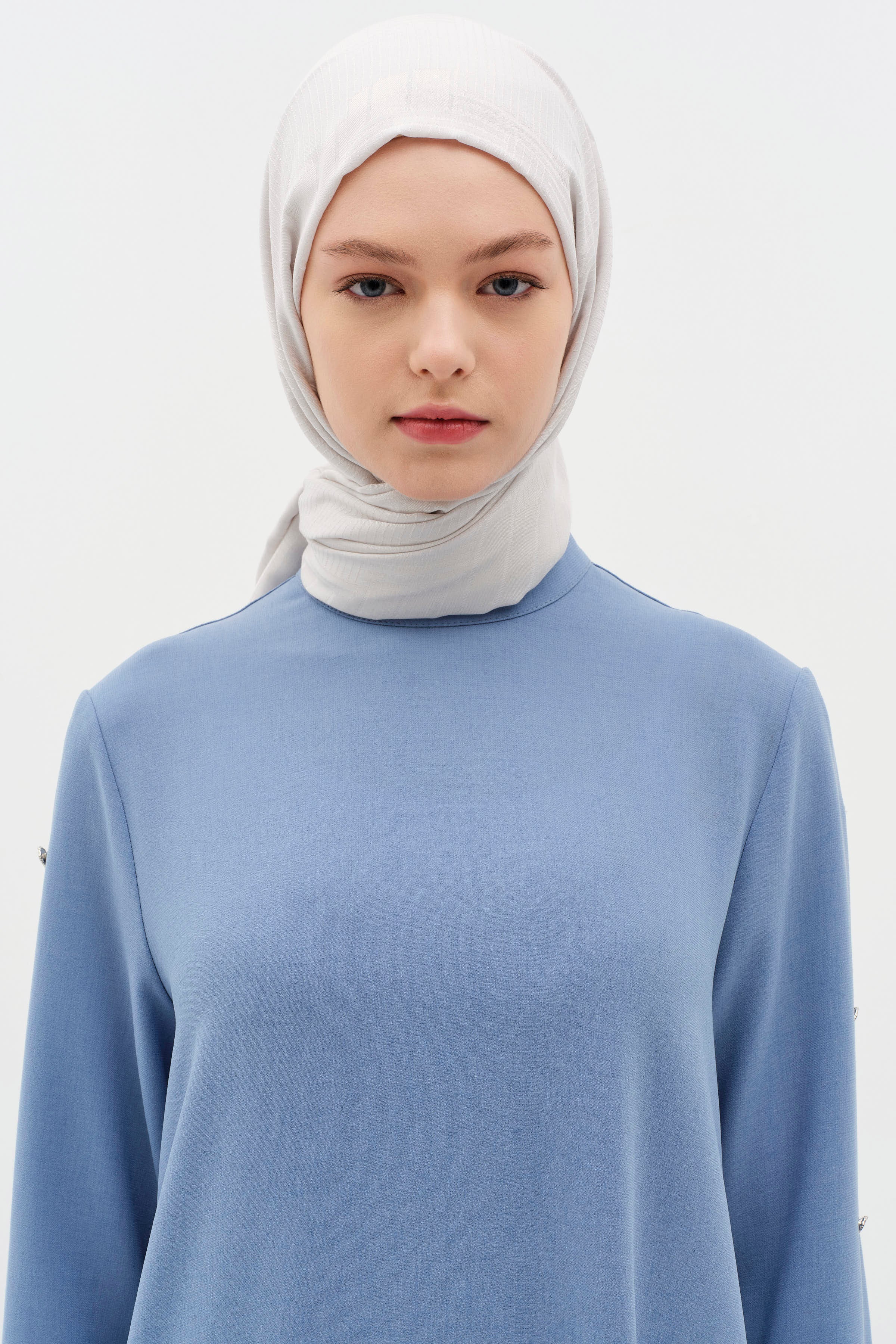 Natural Geometrik Desen Şal - Gri TUGBA