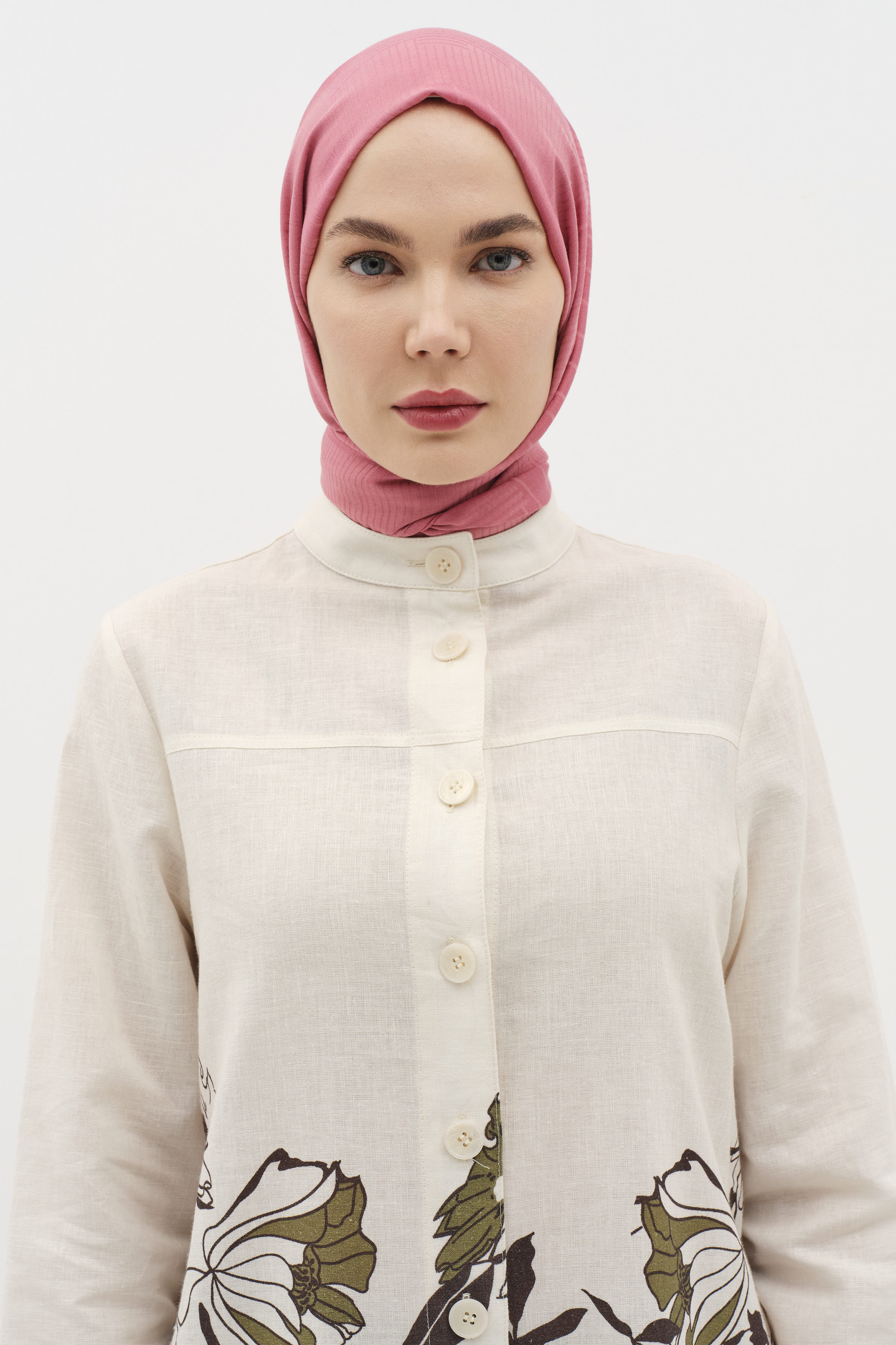 Natural Geometrik Desen Şal - Gül Kurusu TUGBA