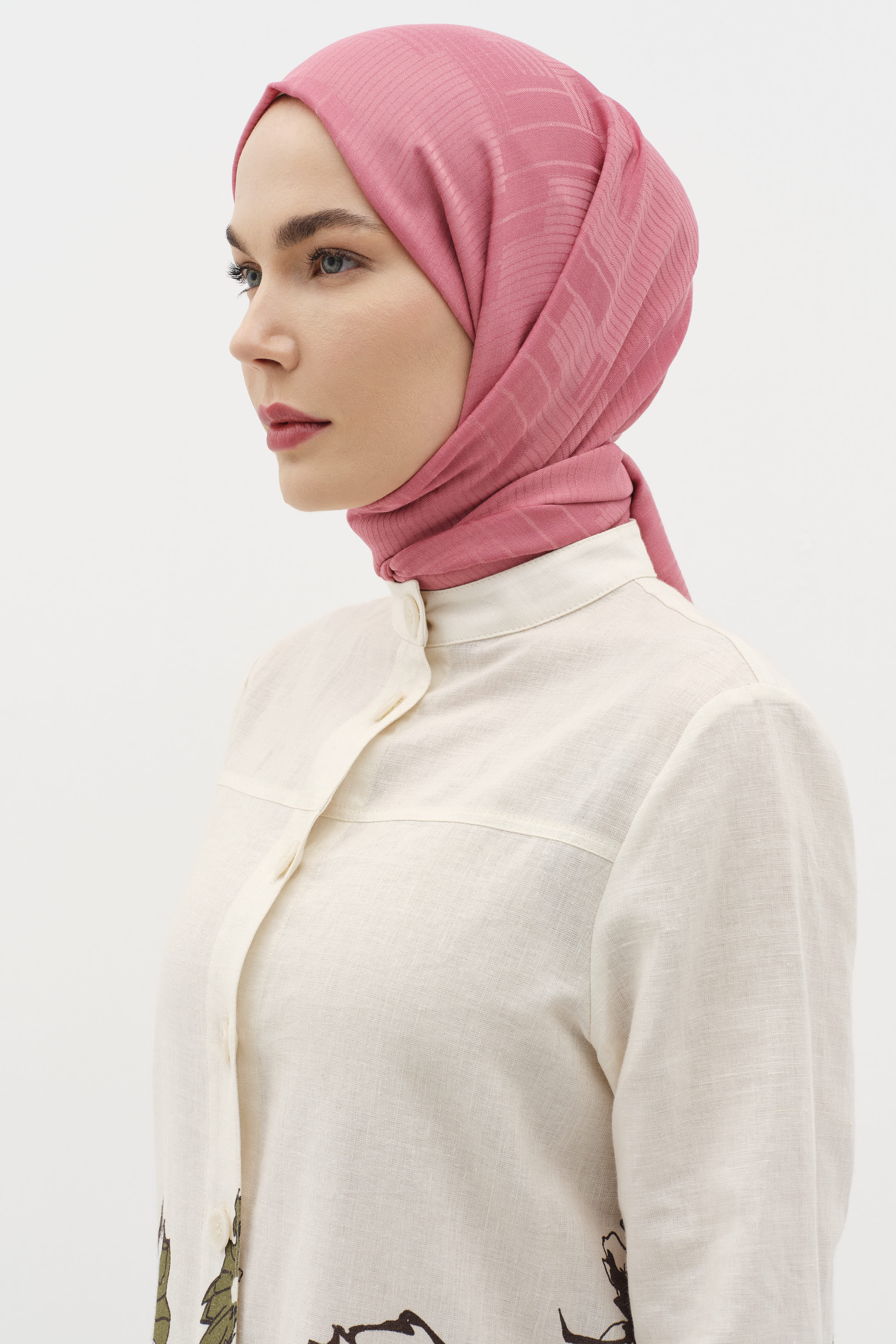 Natural Geometrik Desen Şal - Gül Kurusu TUGBA