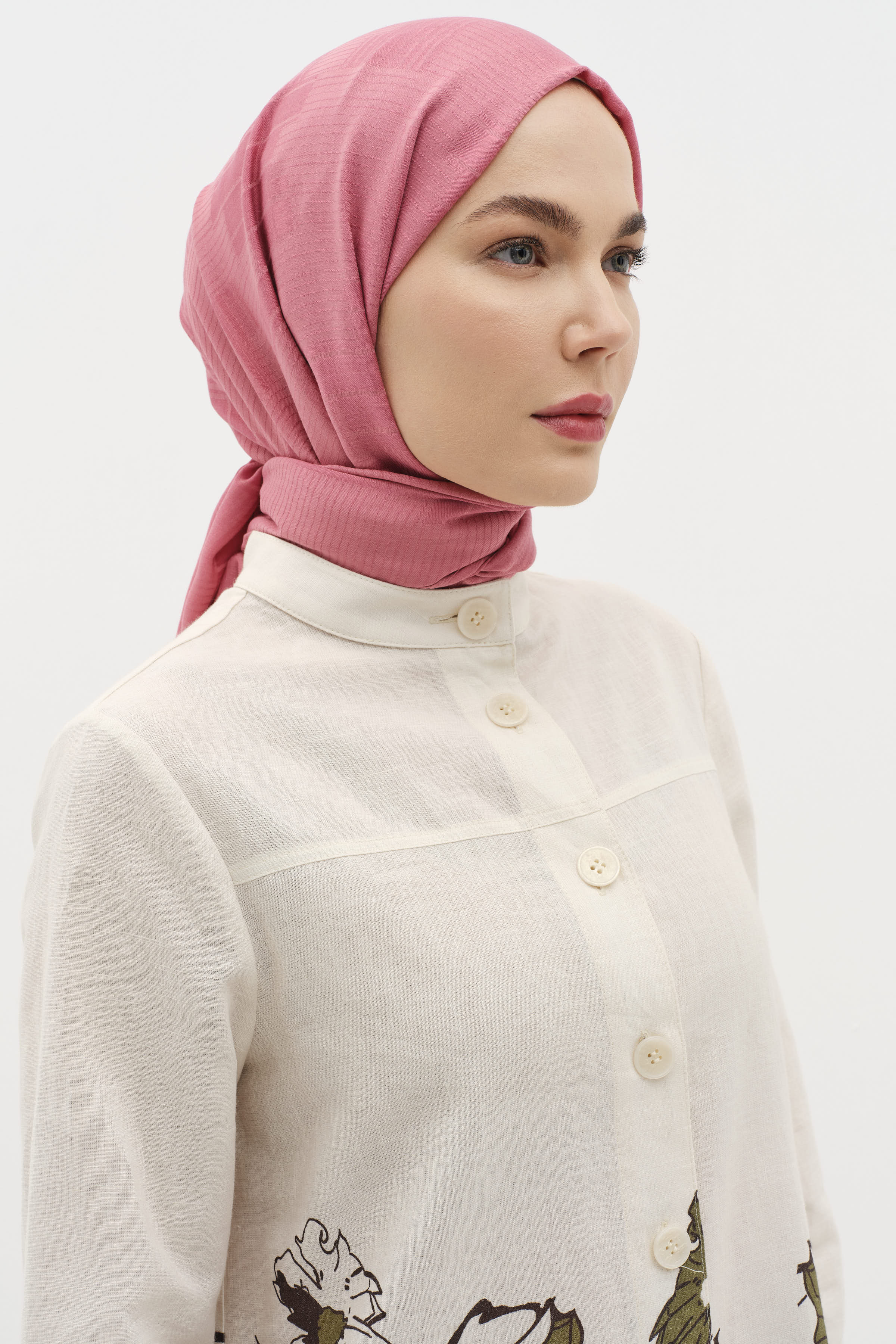 Natural Geometrik Desen Şal - Gül Kurusu TUGBA