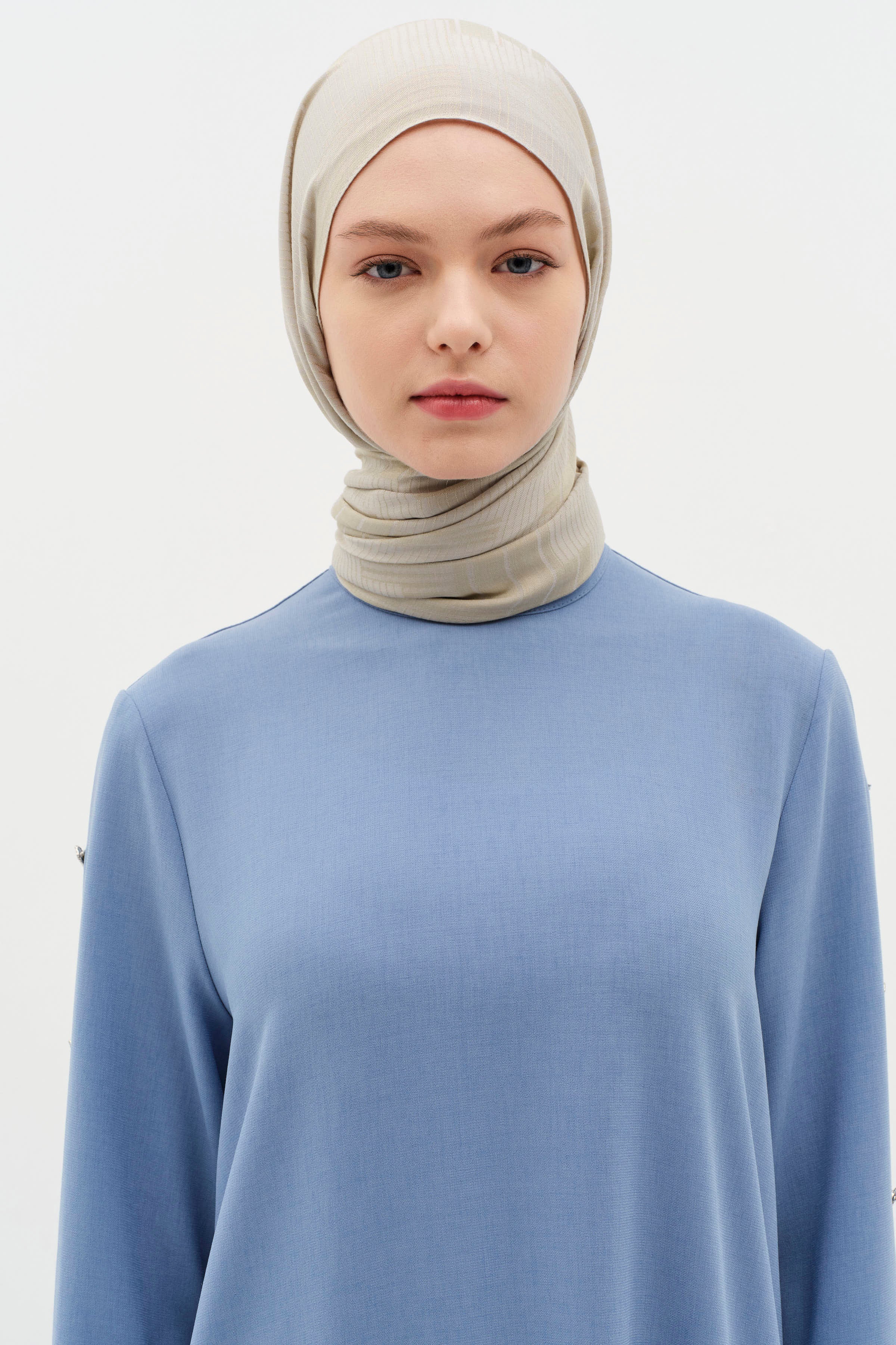 Natural Geometrik Desen Şal - Haki TUGBA