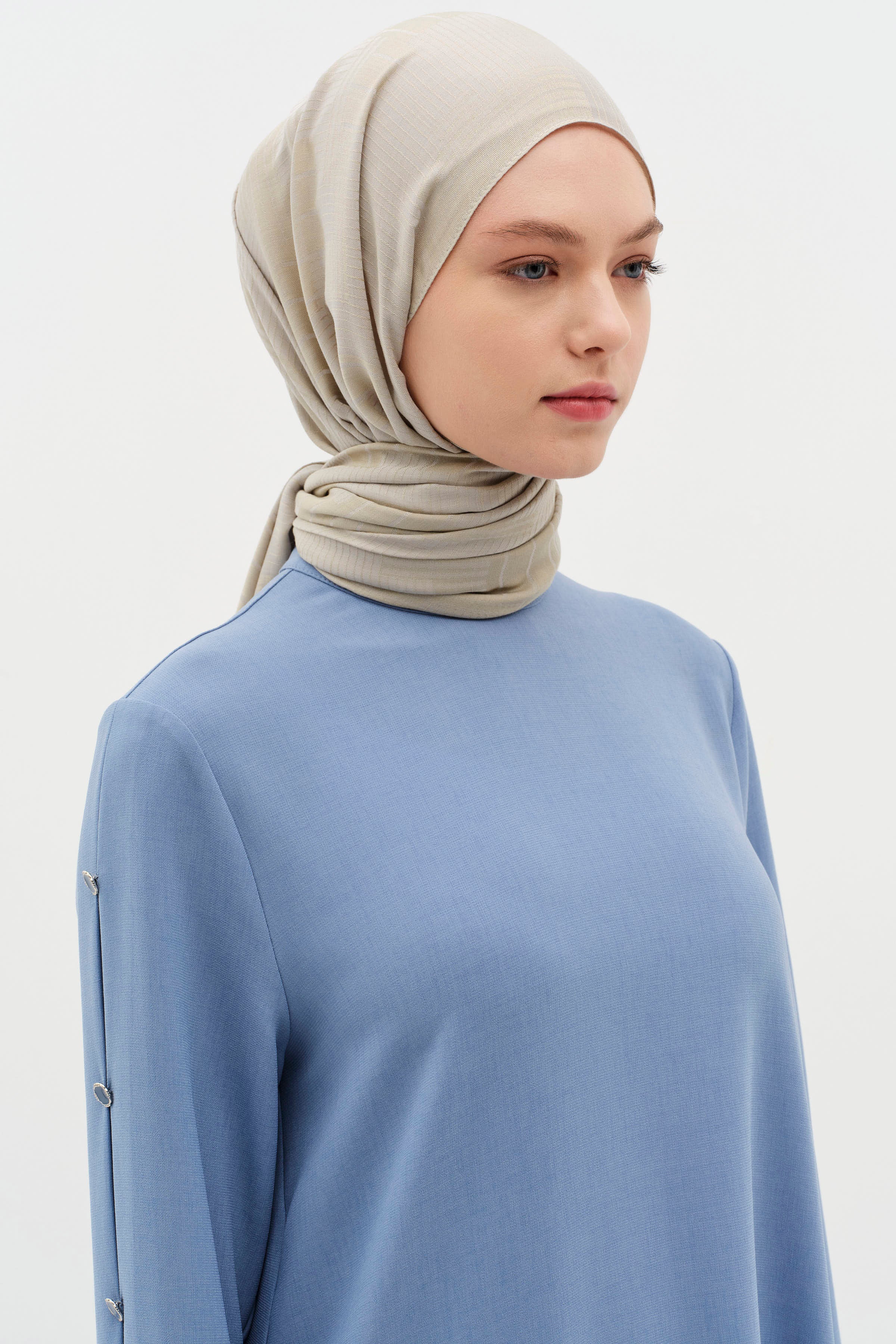 Natural Geometrik Desen Şal - Haki TUGBA