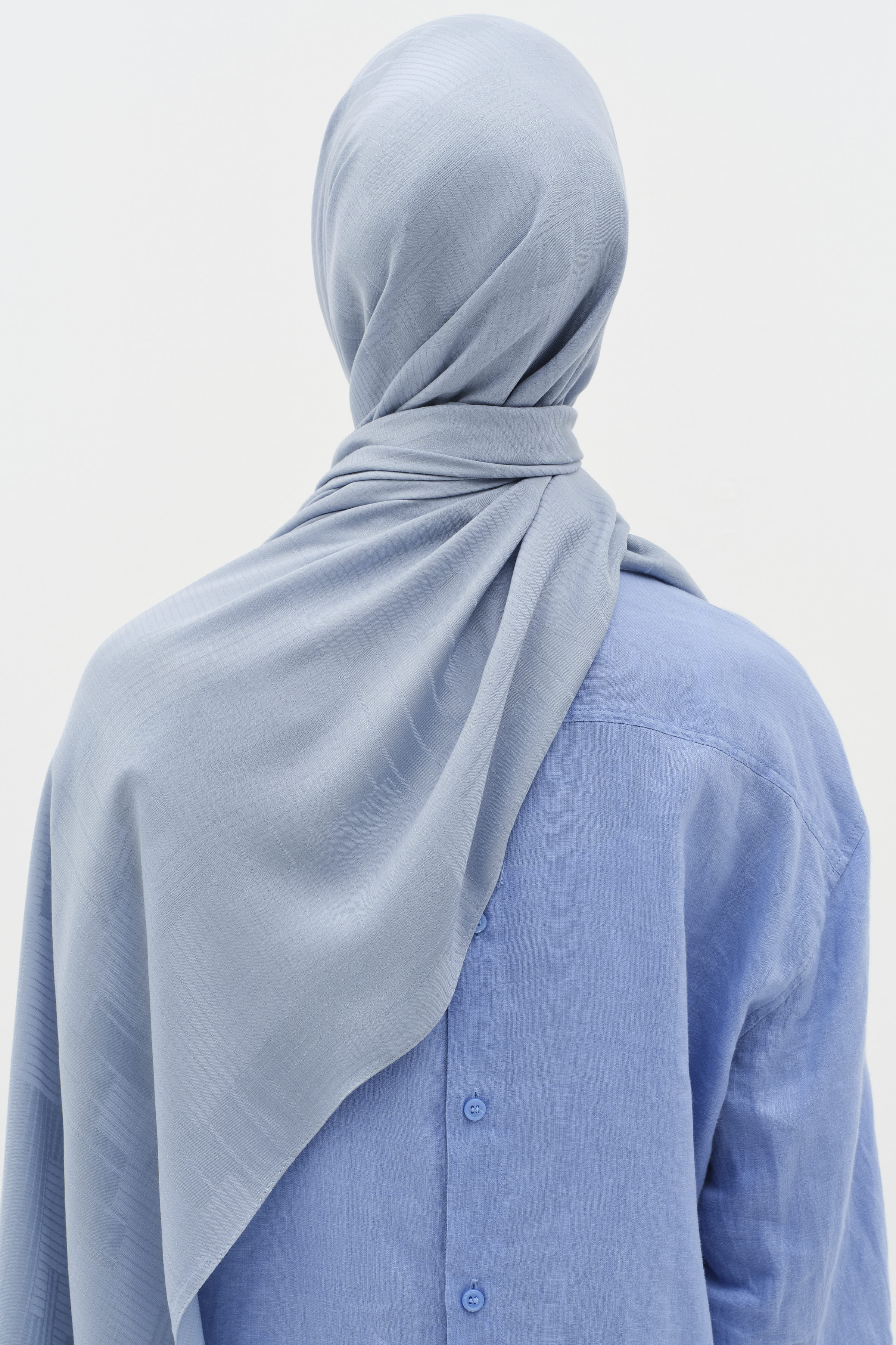 Natural Geometrik Desen Şal - İndigo TUGBA