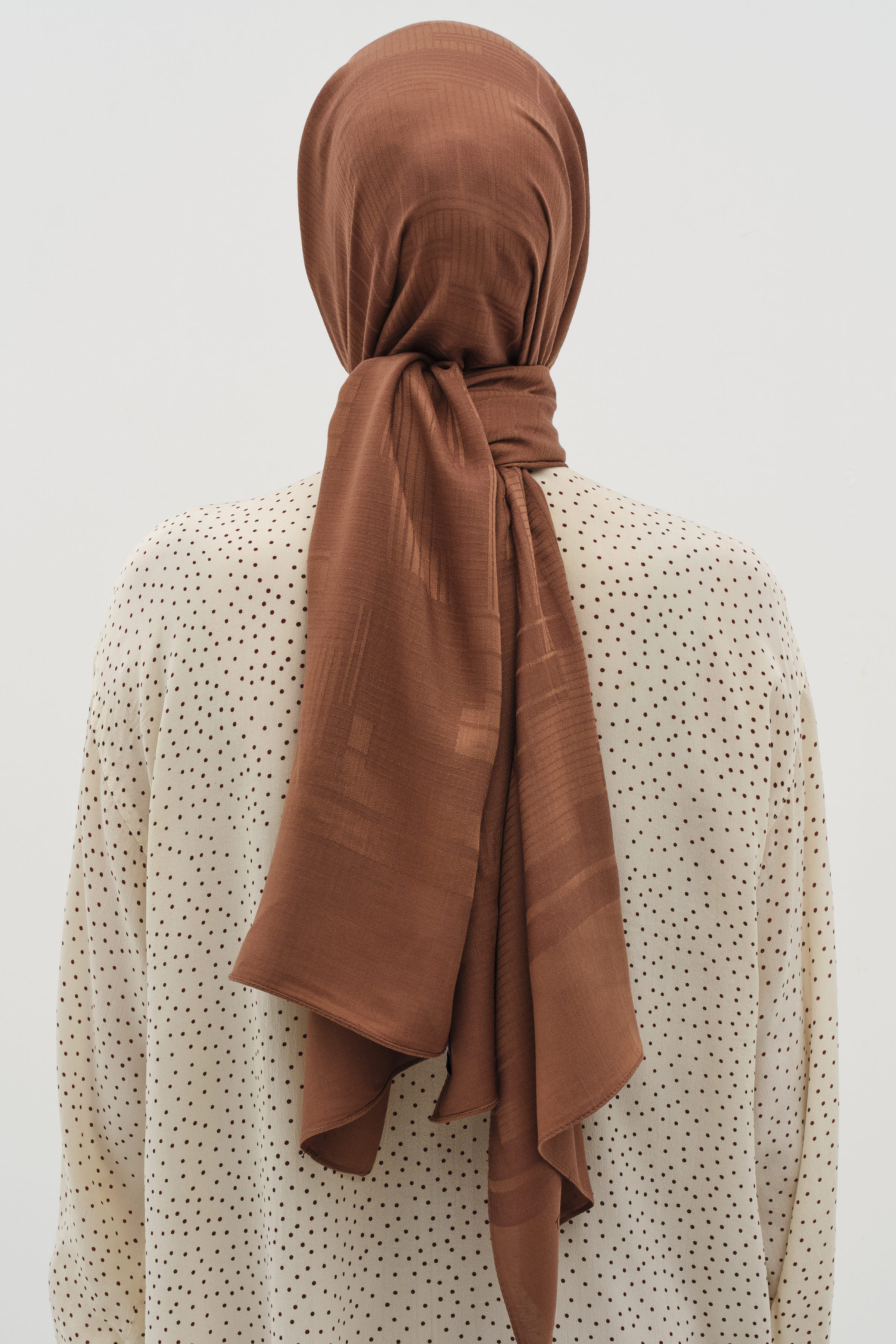 Natural Geometrik Desen Şal - Kahve TUGBA