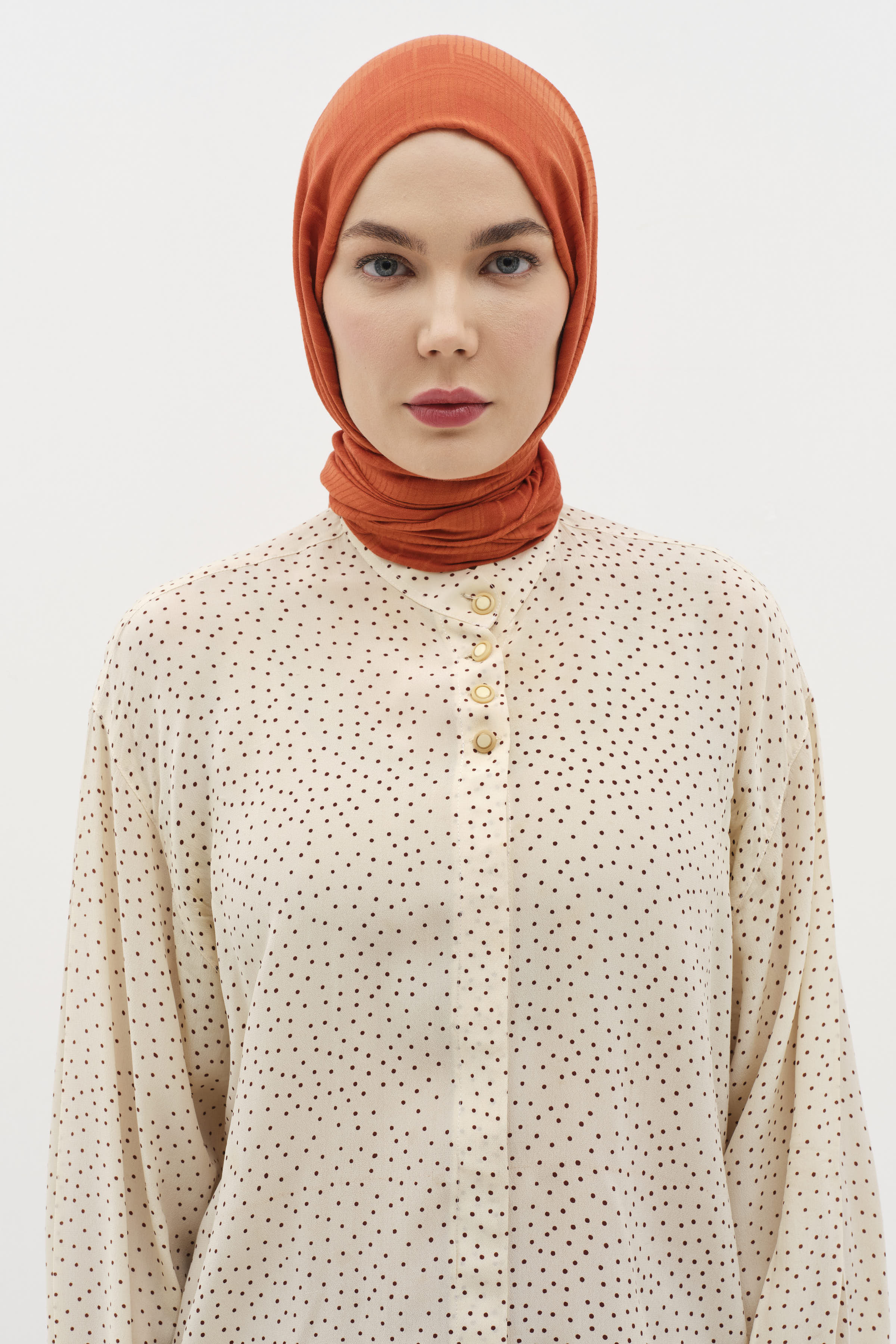 Natural Geometrik Desen Şal - Kiremit TUGBA