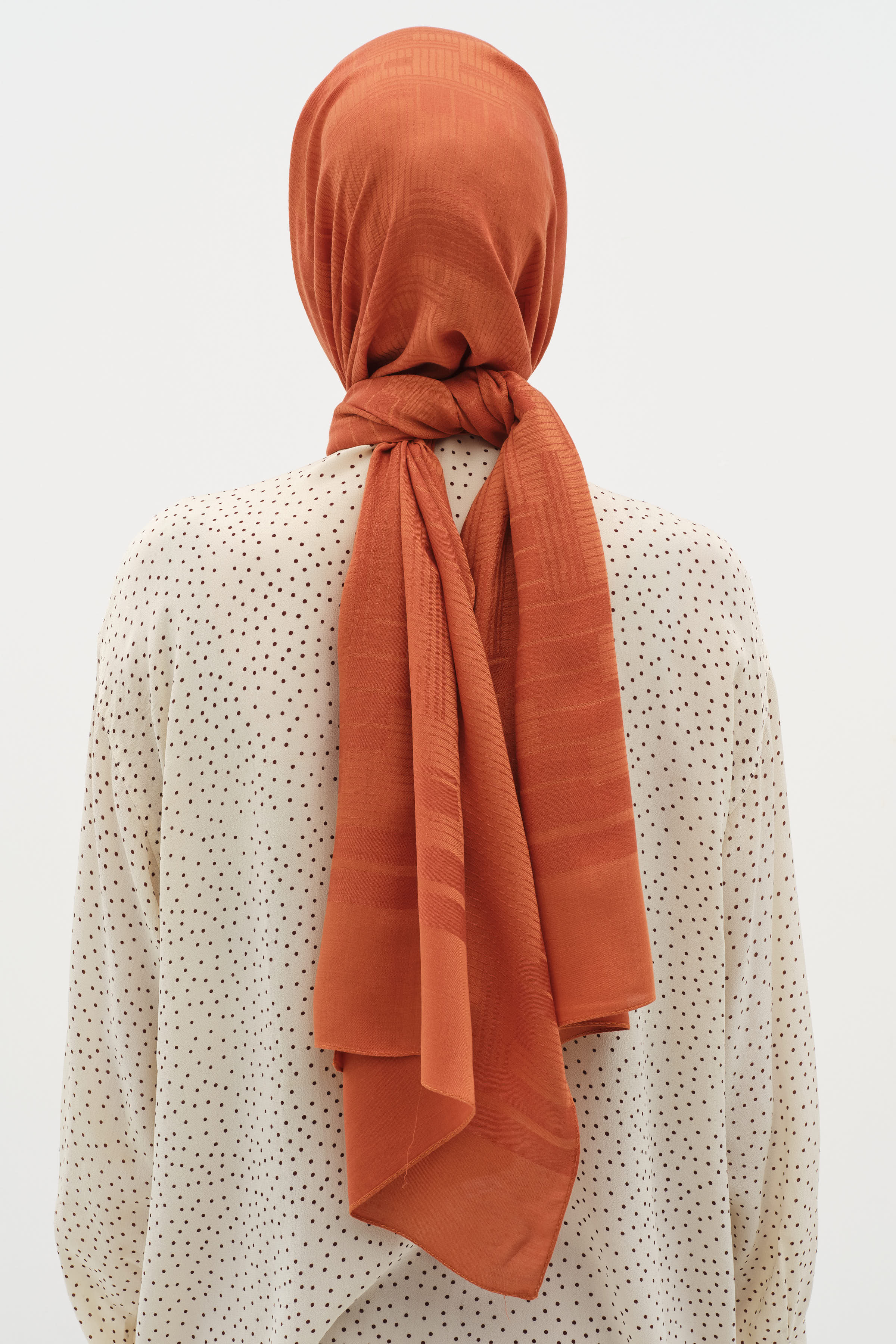 Natural Geometrik Desen Şal - Kiremit TUGBA