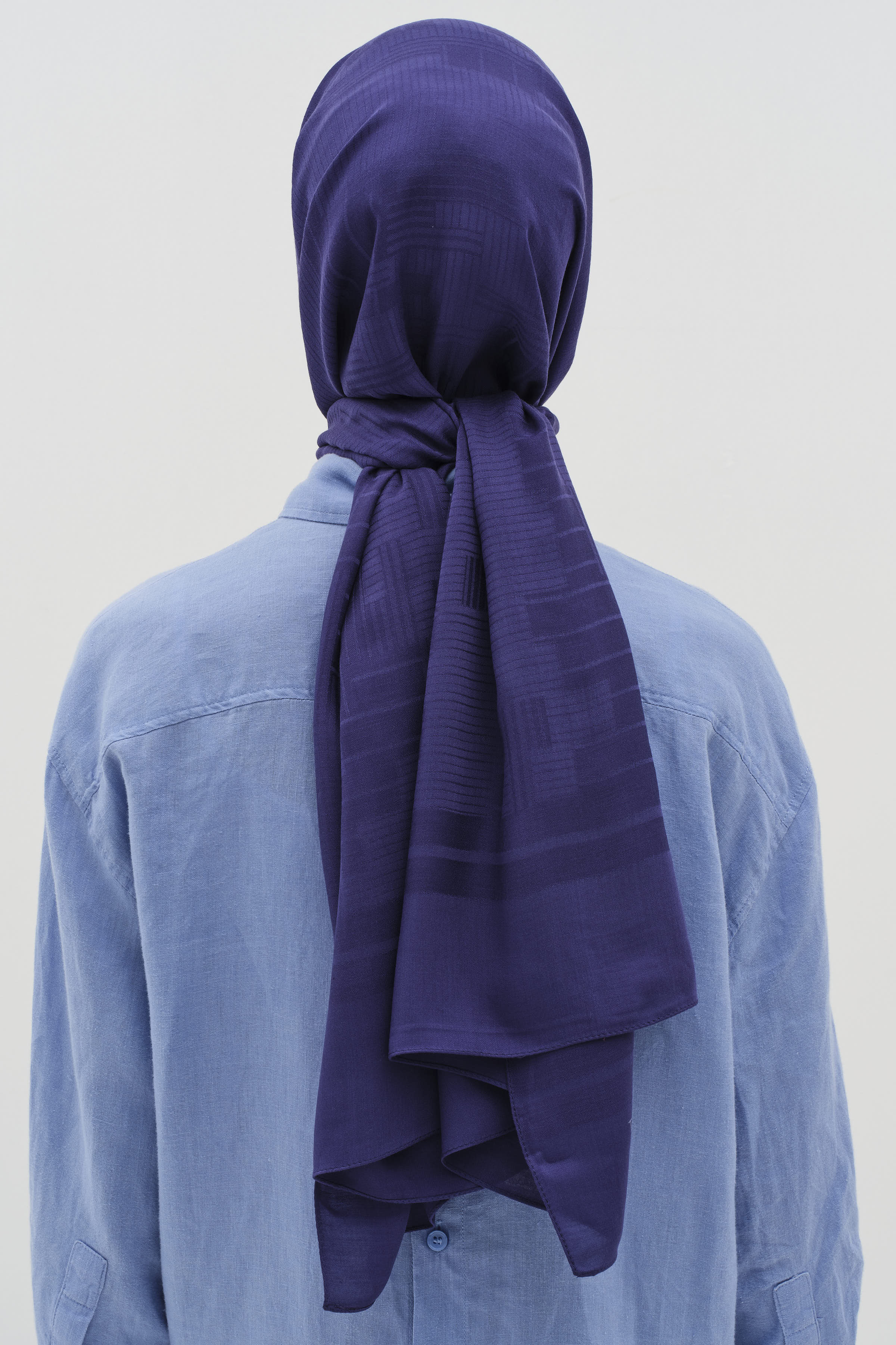 Natural Geometrik Desen Şal - Lacivert TUGBA