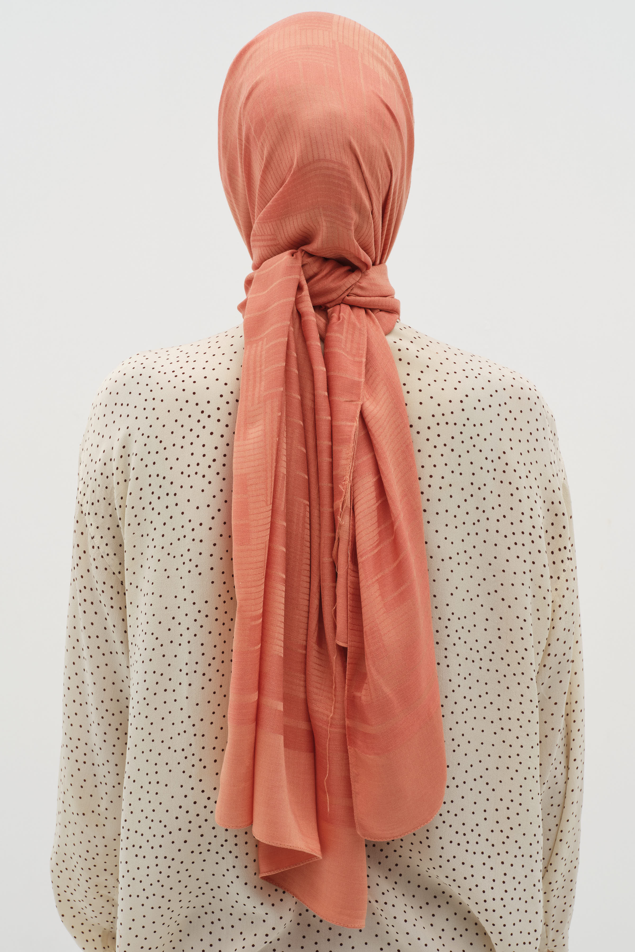 Natural Geometrik Desen Şal - Oranj TUGBA