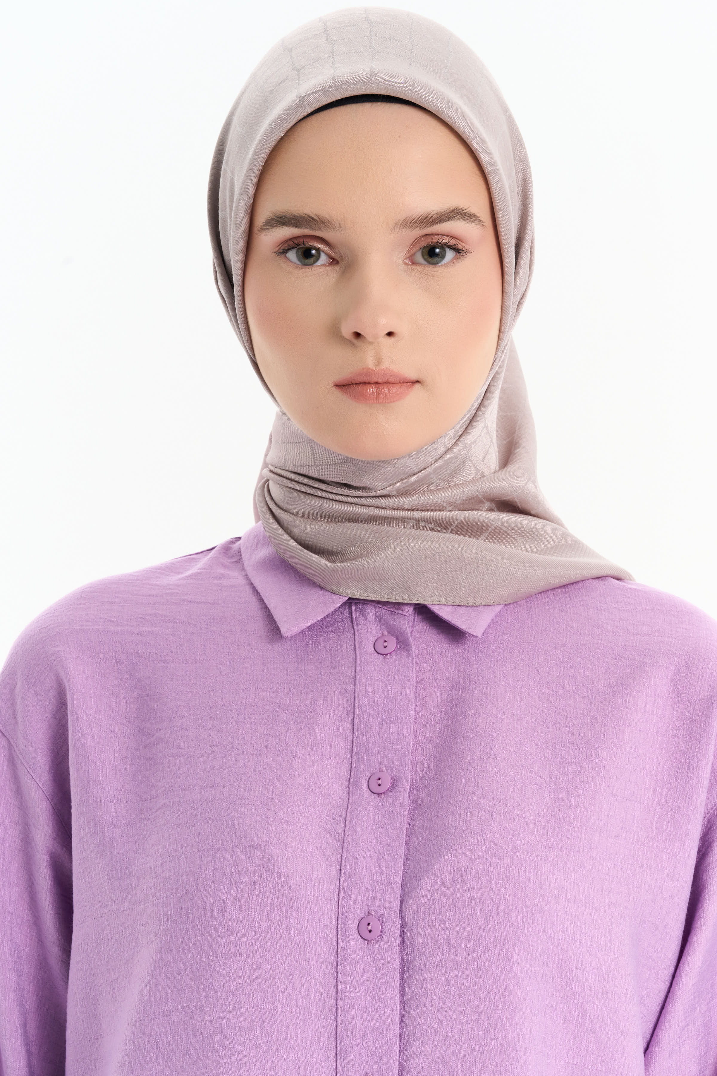 Natural Karesel Desen Eşarp - Taş TUGBA