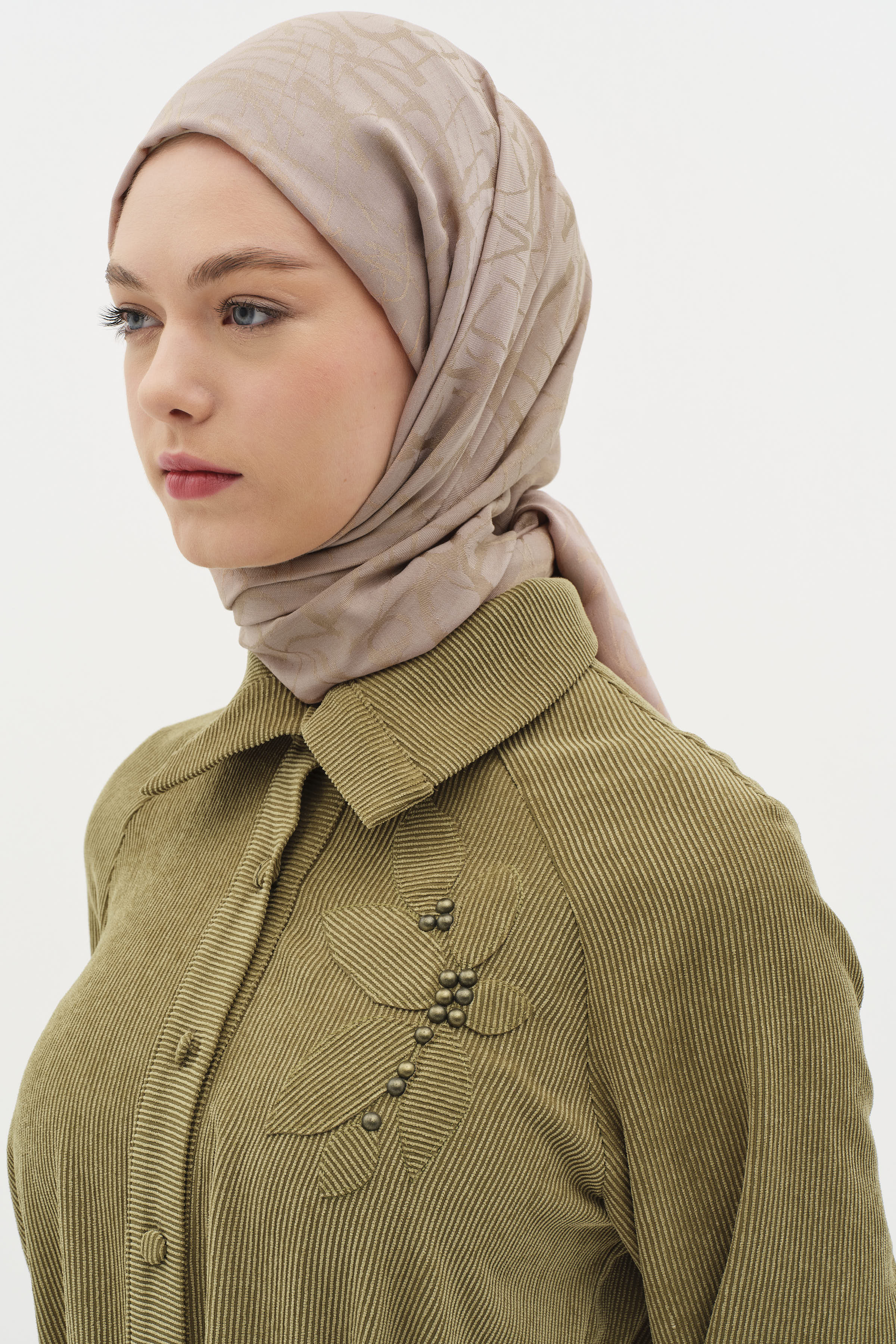 Natural Karışık Desen Şal - Açık Kahve TUĞBA