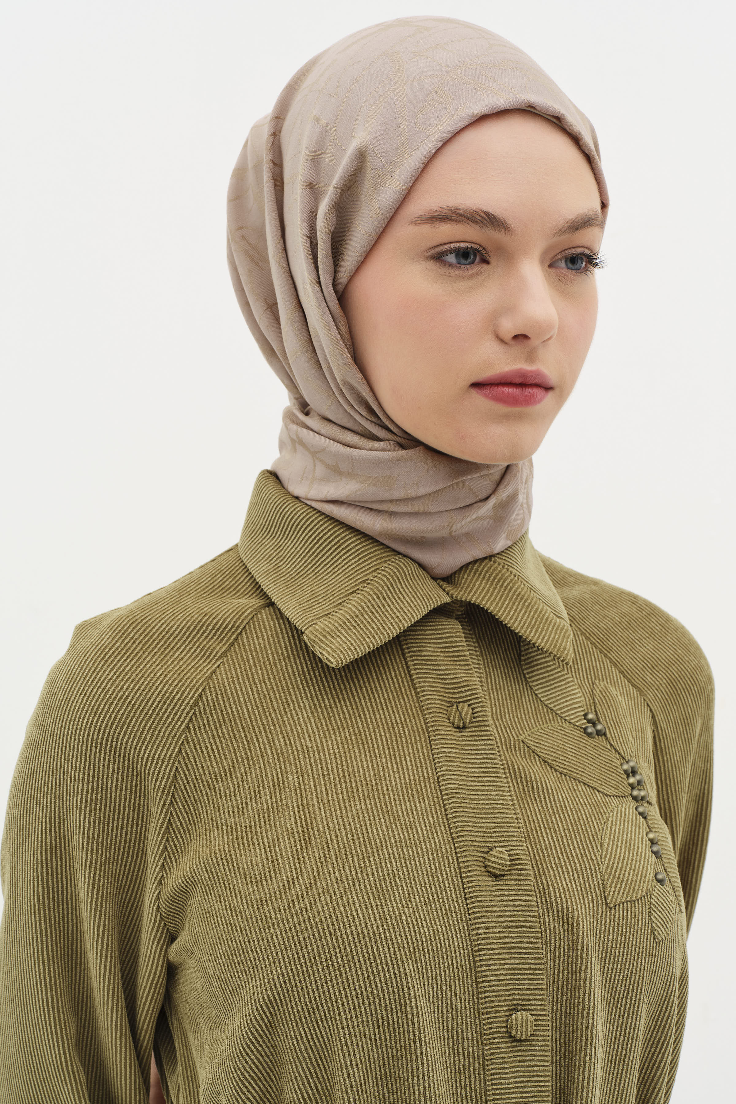 Natural Karışık Desen Şal - Açık Kahve TUĞBA