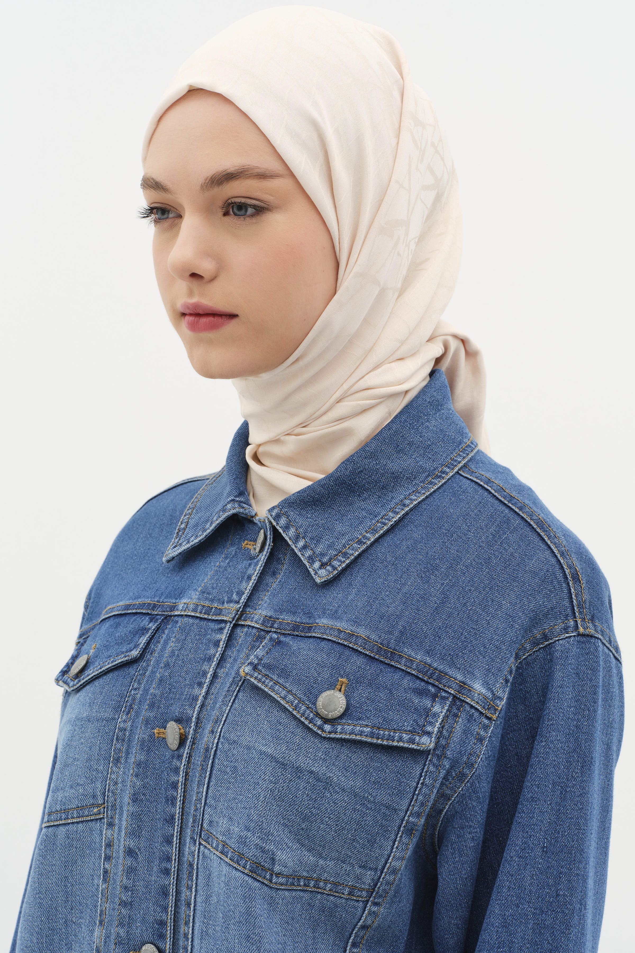 Natural Karışık Desen Şal - Bej TUĞBA