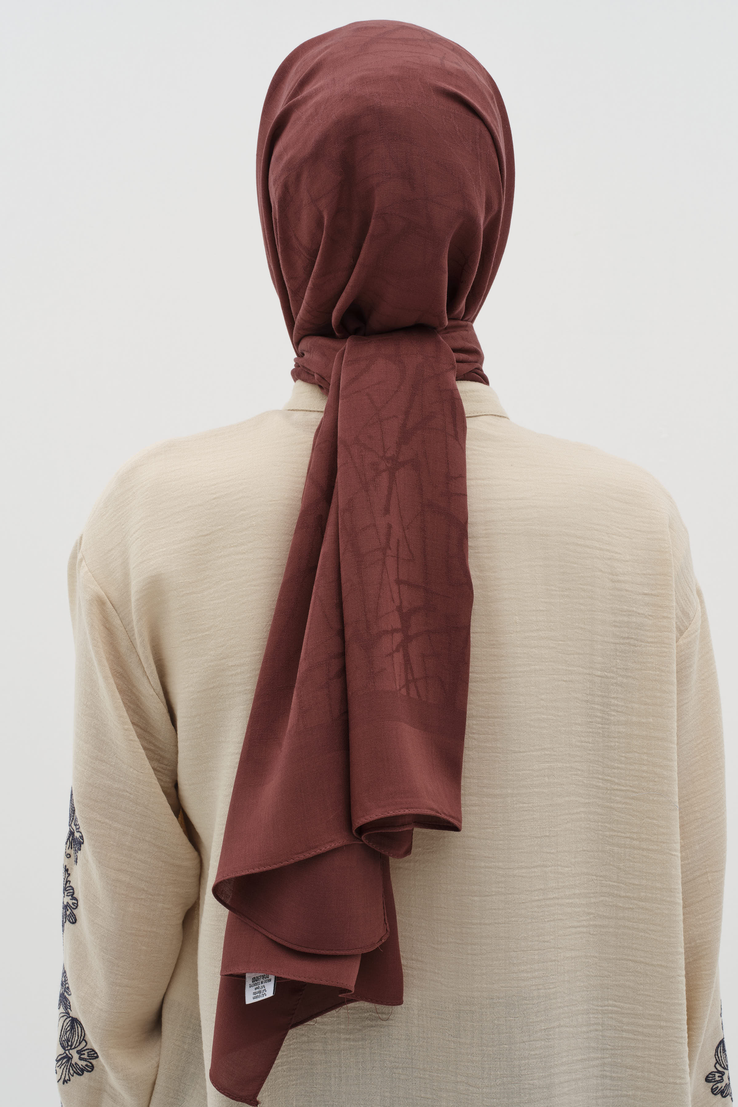 Natural Karışık Desen Şal - Bordo TUGBA