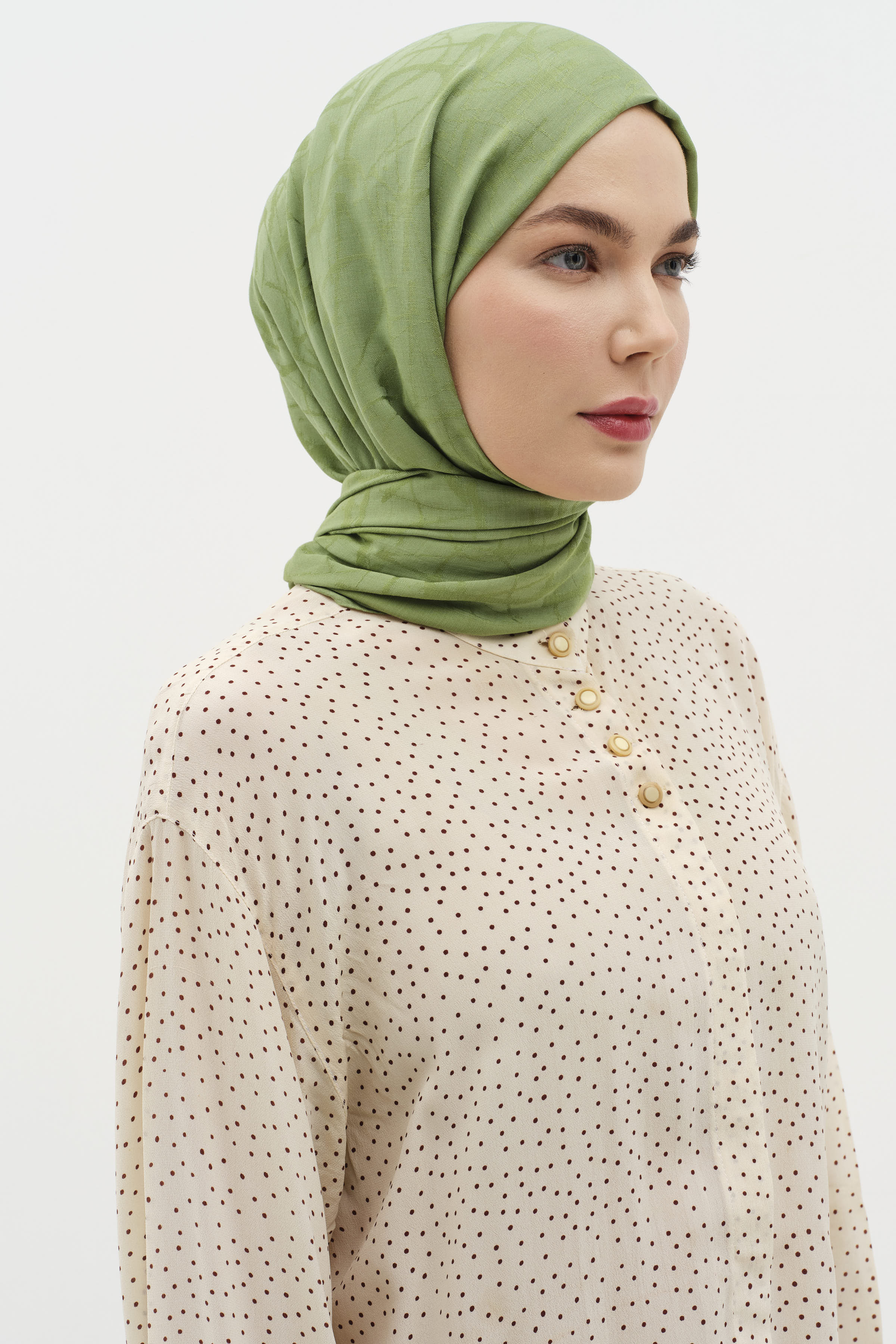 Natural Karışık Desen Şal - Göl Yeşili TUGBA