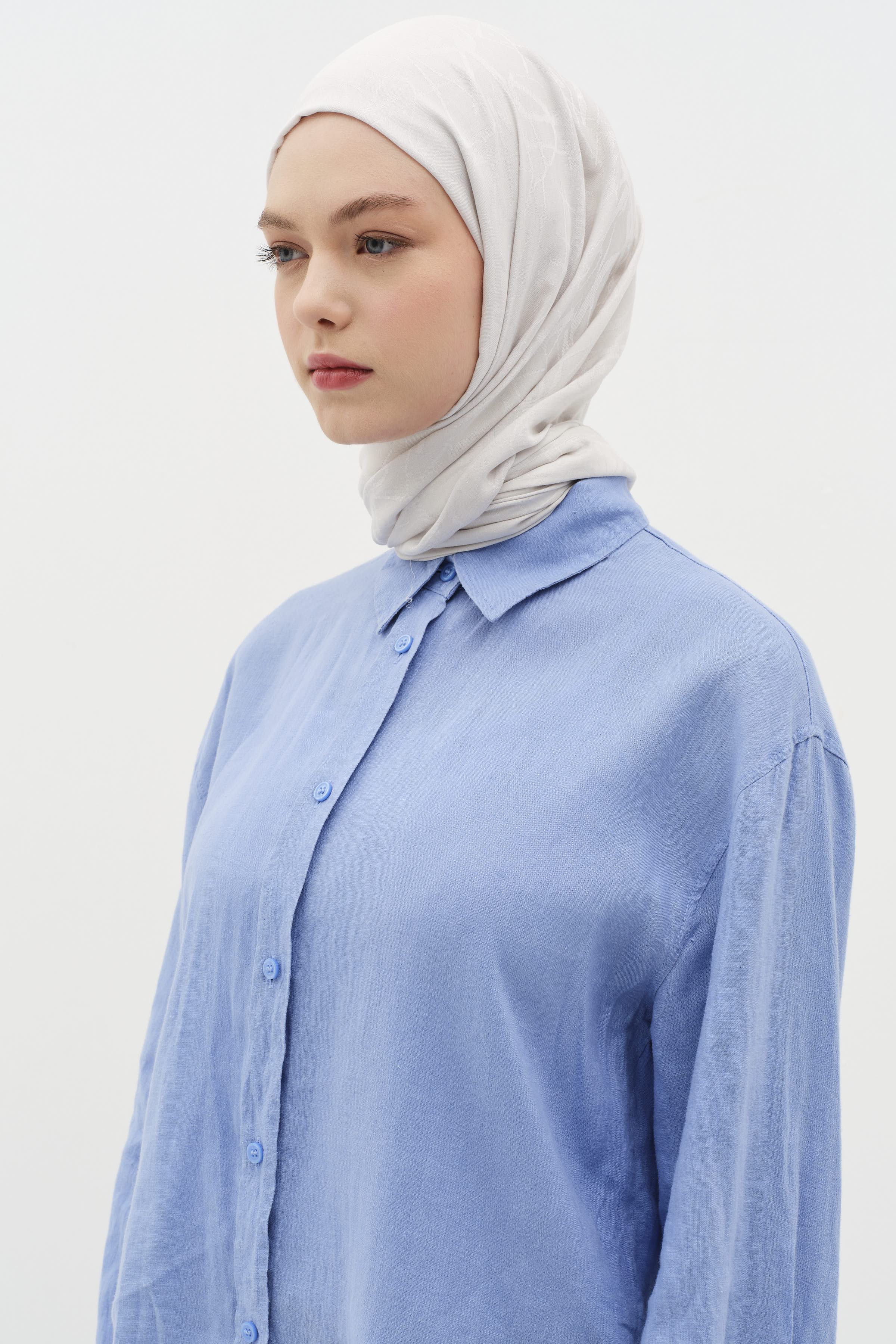 Natural Karışık Desen Şal - Gri TUGBA