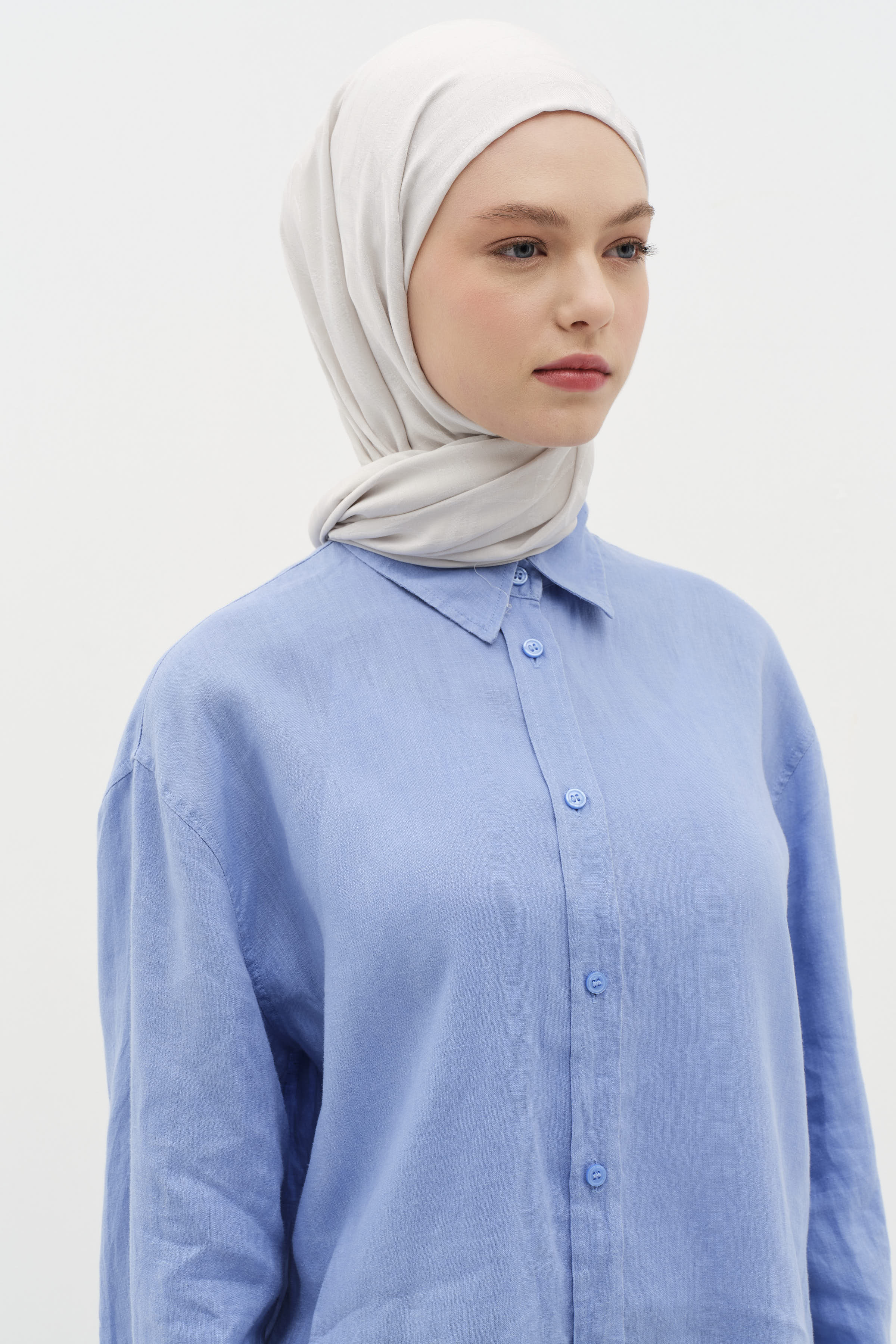 Natural Karışık Desen Şal - Gri TUGBA