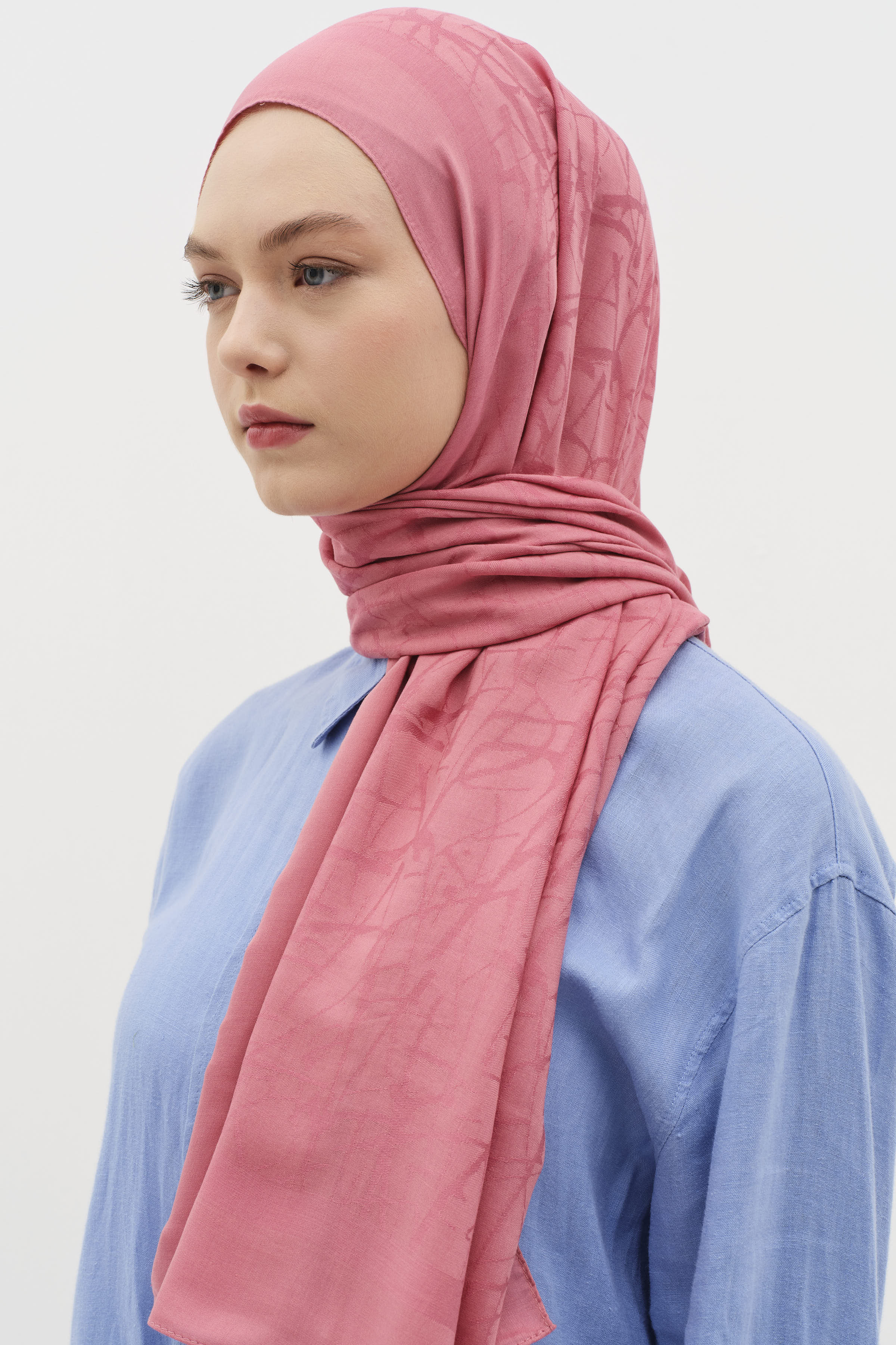 Natural Karışık Desen Şal - Gül Kurusu TUGBA