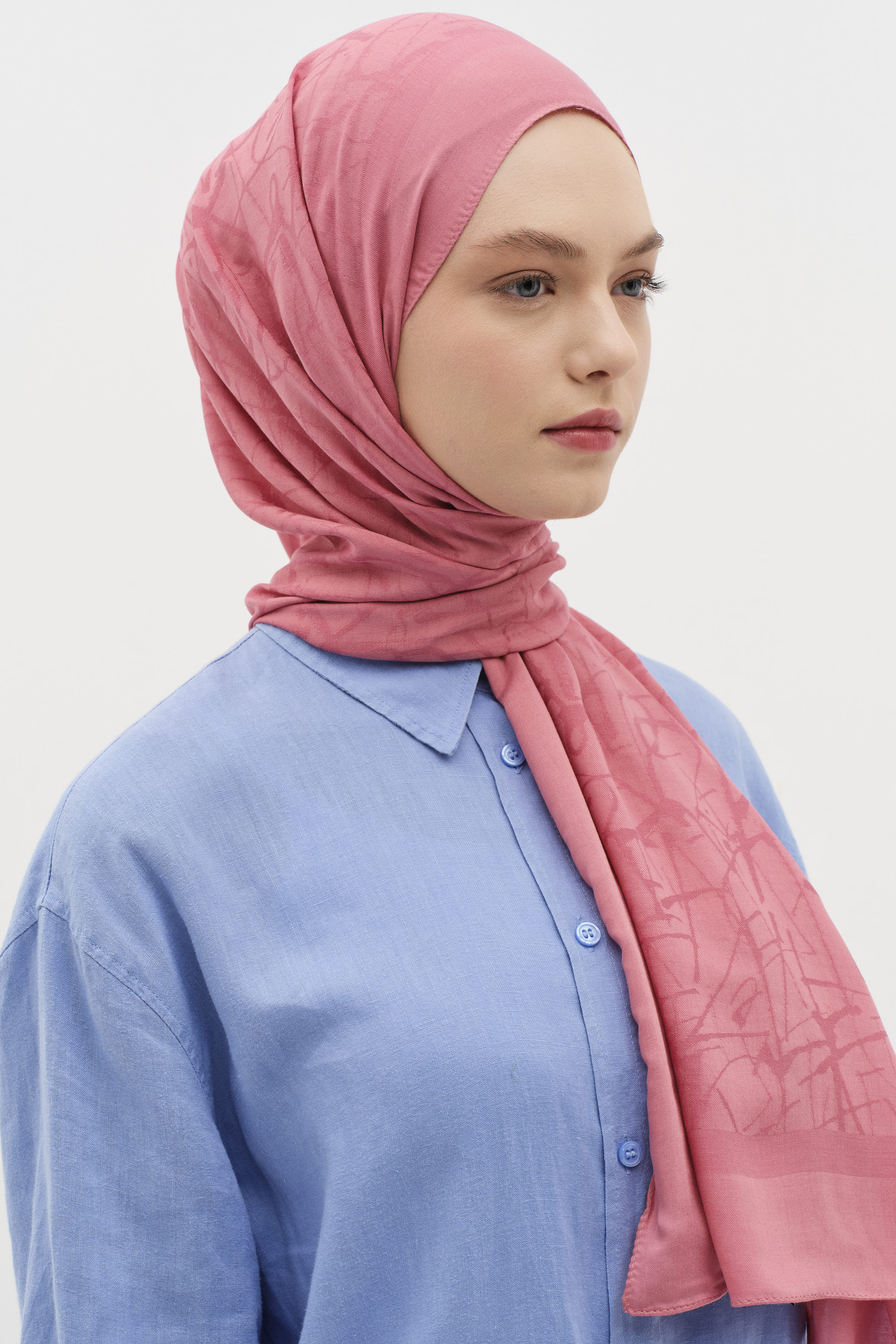 Natural Karışık Desen Şal - Gül Kurusu TUGBA