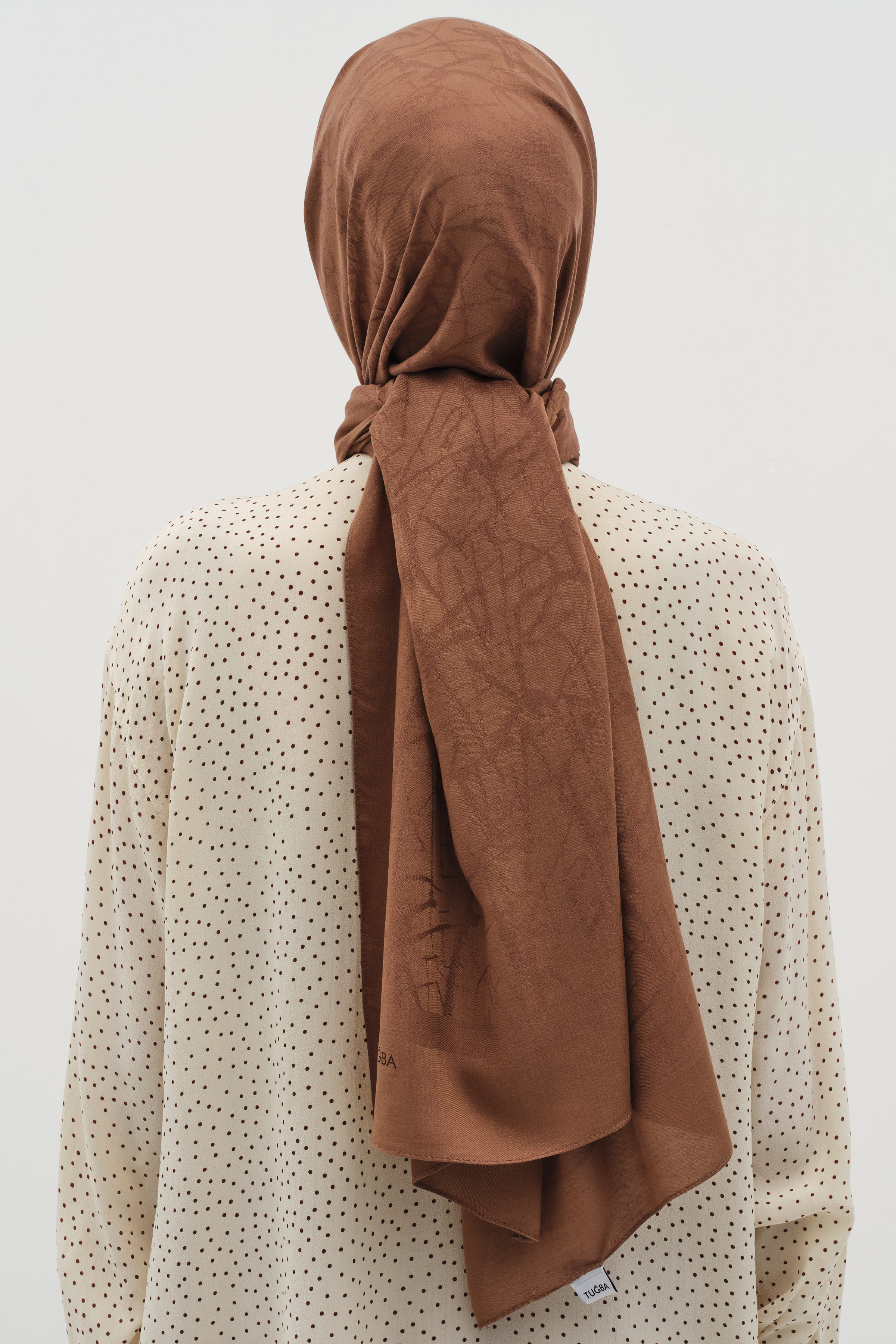 Natural Karışık Desen Şal - Kahve TUGBA