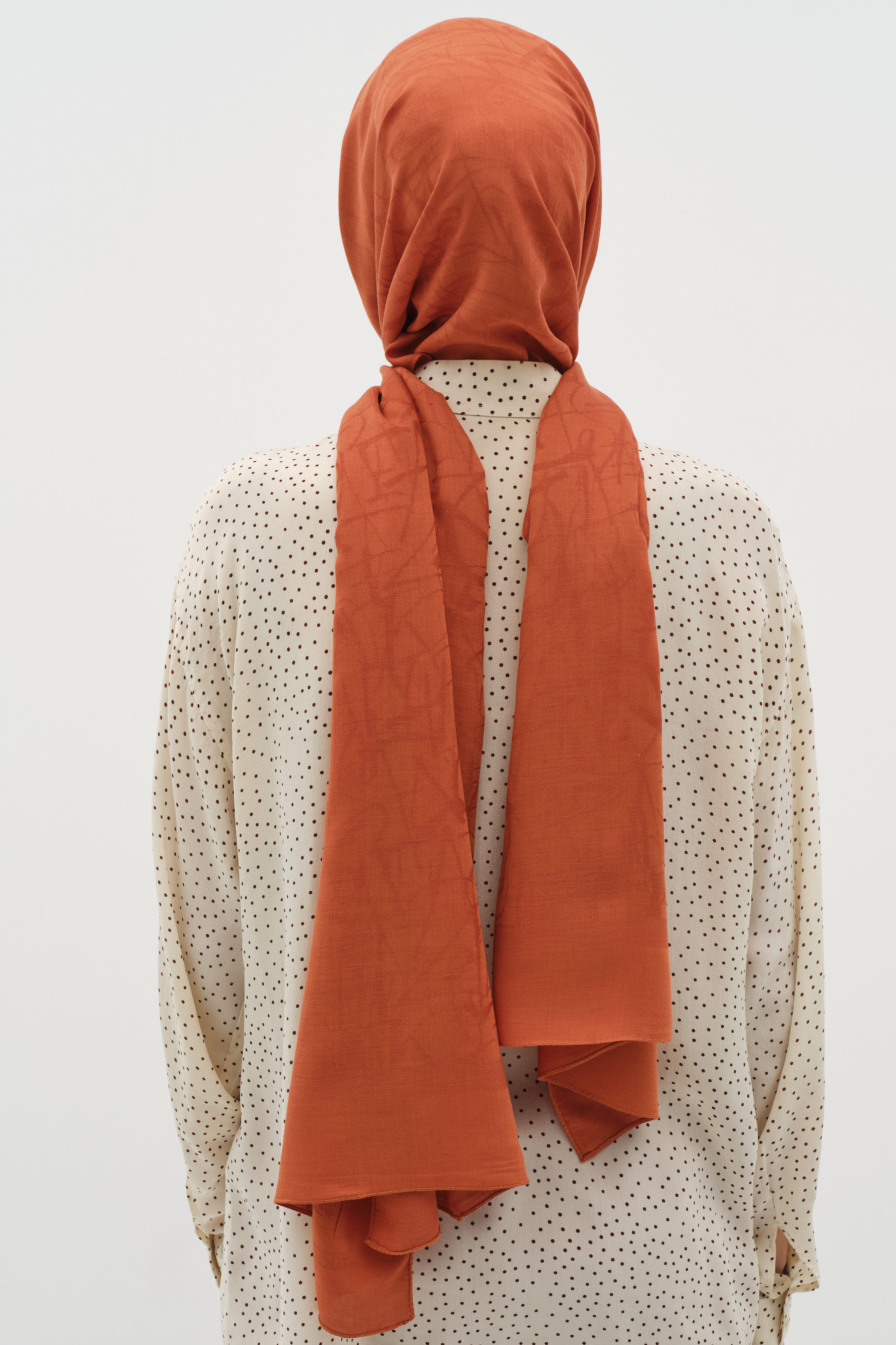 Natural Karışık Desen Şal - Kiremit TUGBA