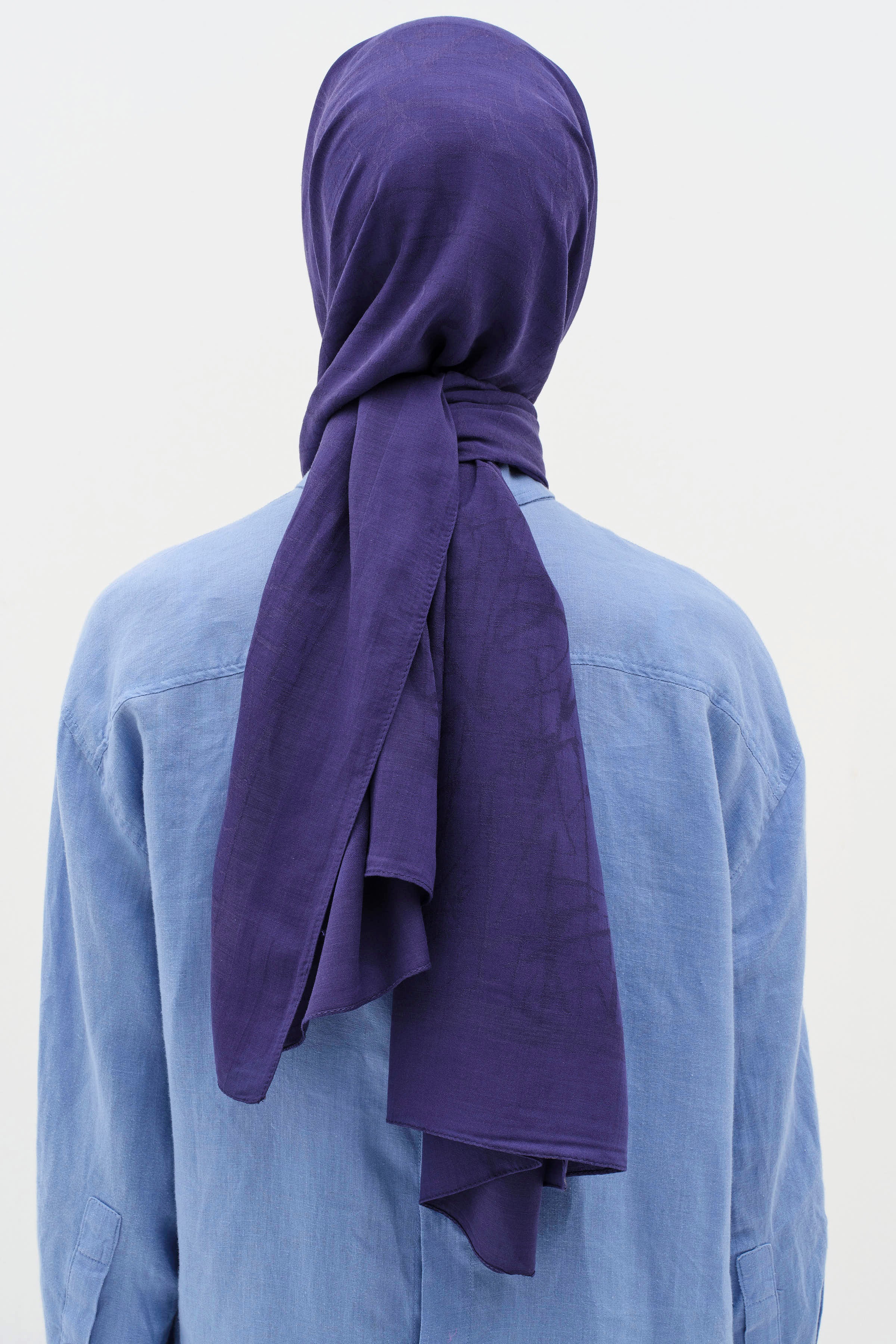 Natural Karışık Desen Şal - Lacivert TUĞBA