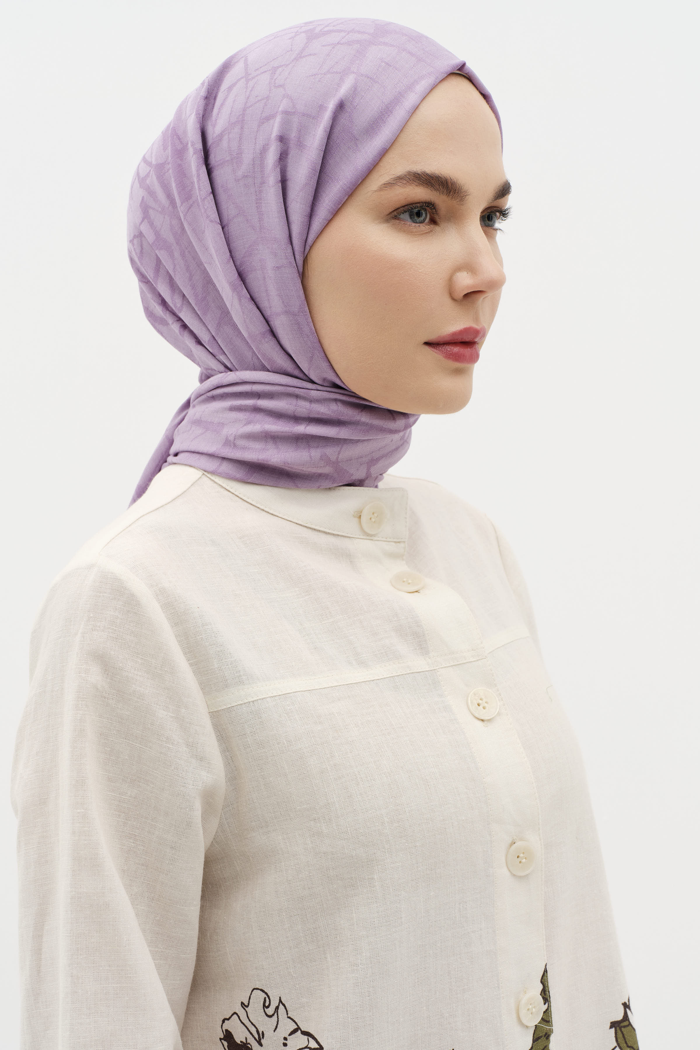 Natural Karışık Desen Şal - Mor TUGBA