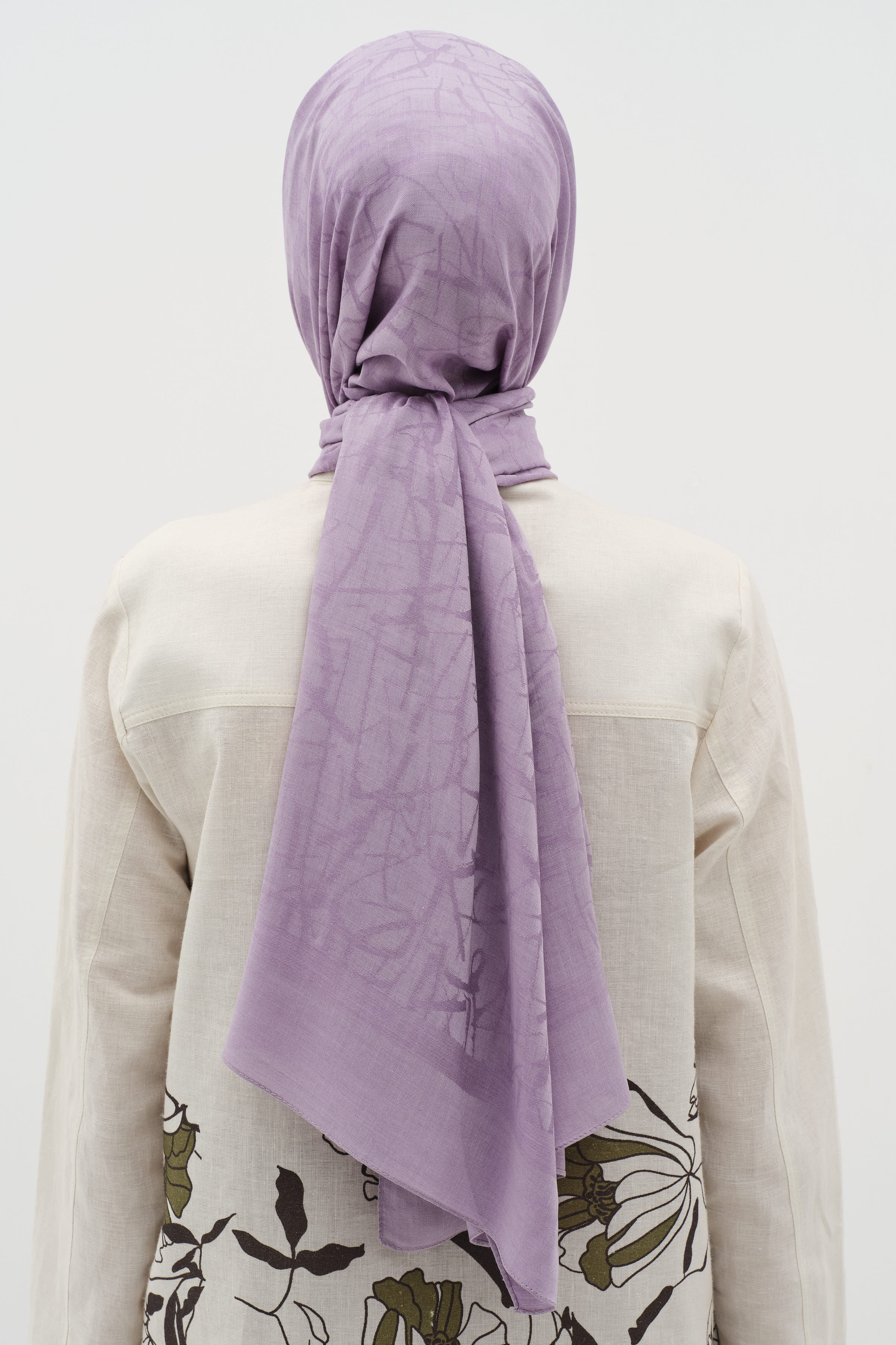 Natural Karışık Desen Şal - Mor TUGBA