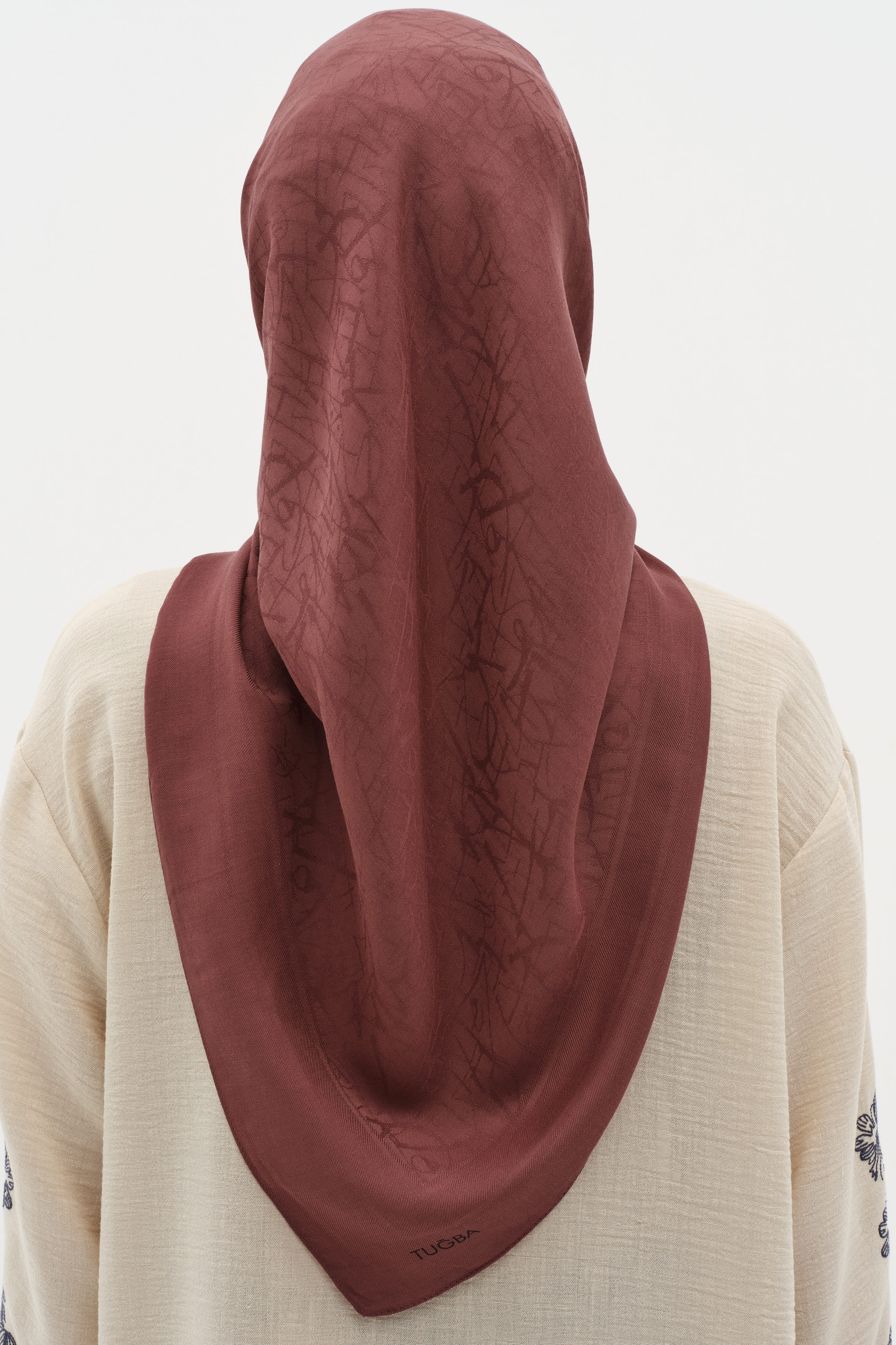 Natural Karışık Desenli Eşarp - Bordo TUGBA