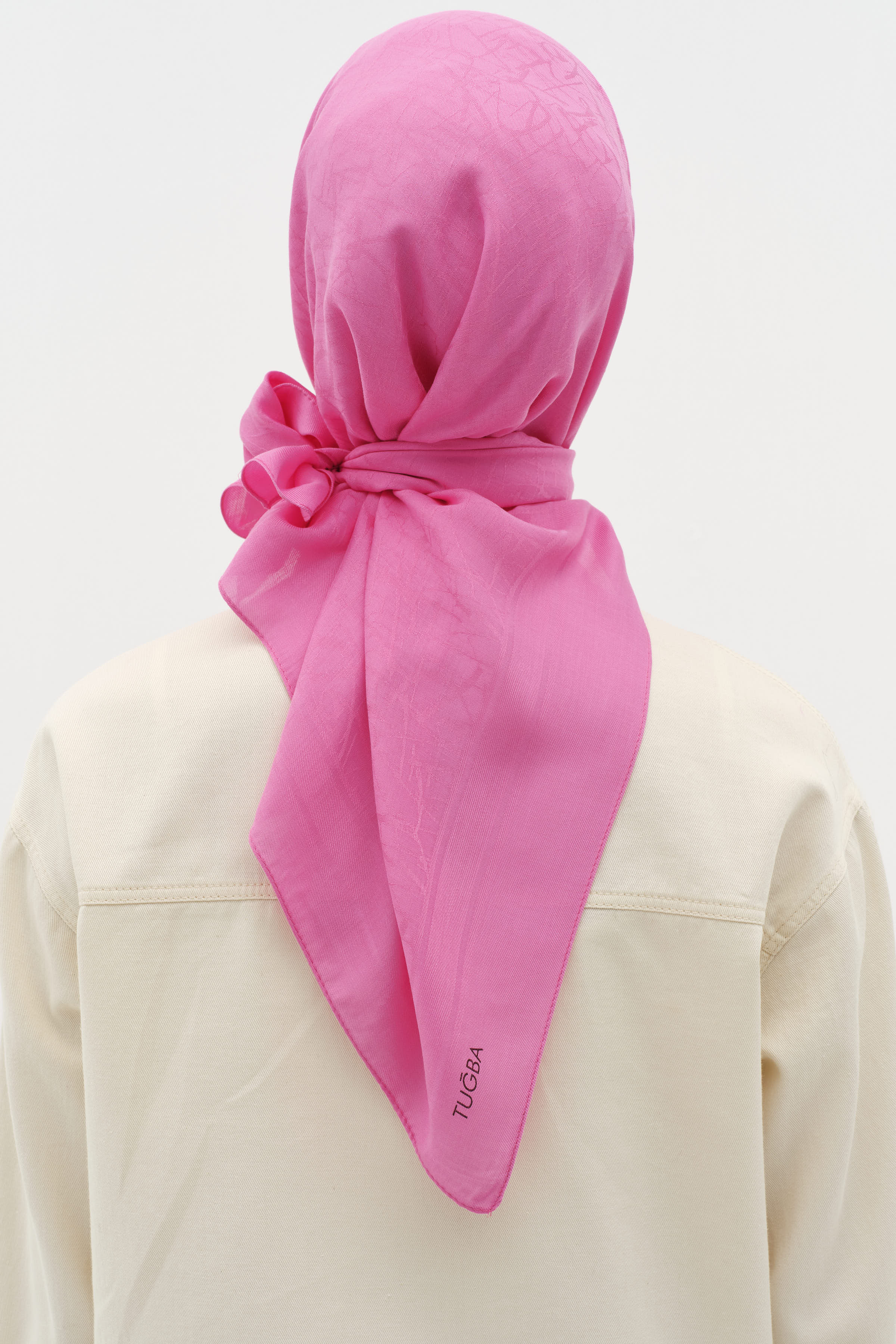 Natural Karışık Desenli Eşarp - Fuşya TUGBA