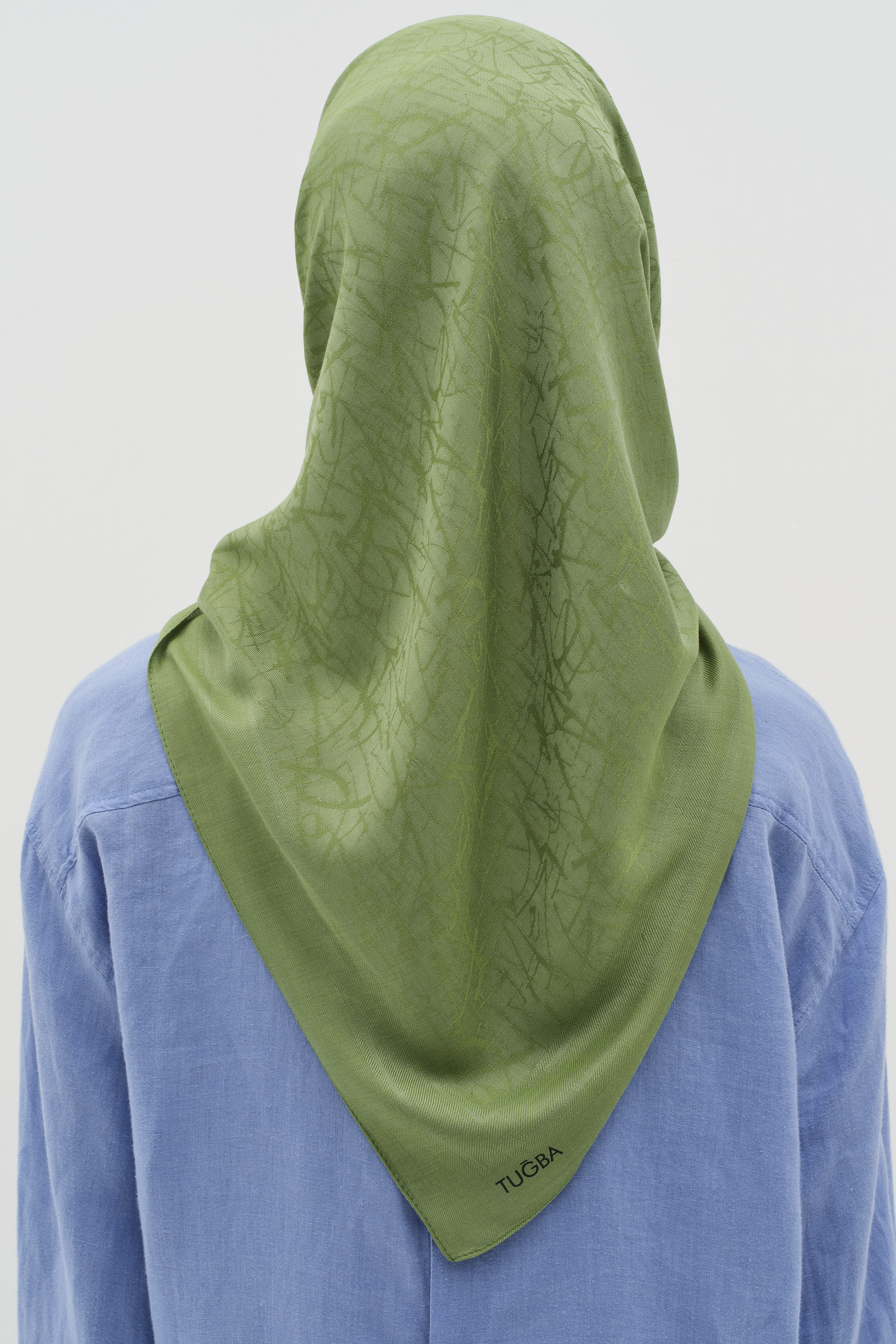 Natural Karışık Desenli Eşarp - Göl Yeşili TUGBA