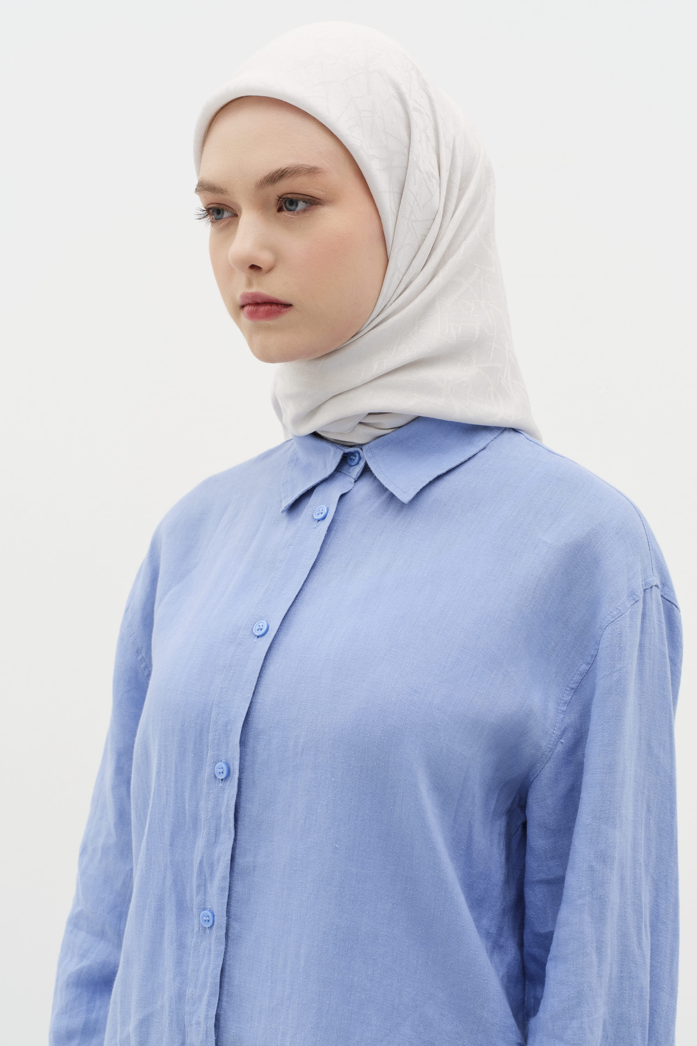 Natural Karışık Desenli Eşarp - Gri TUGBA