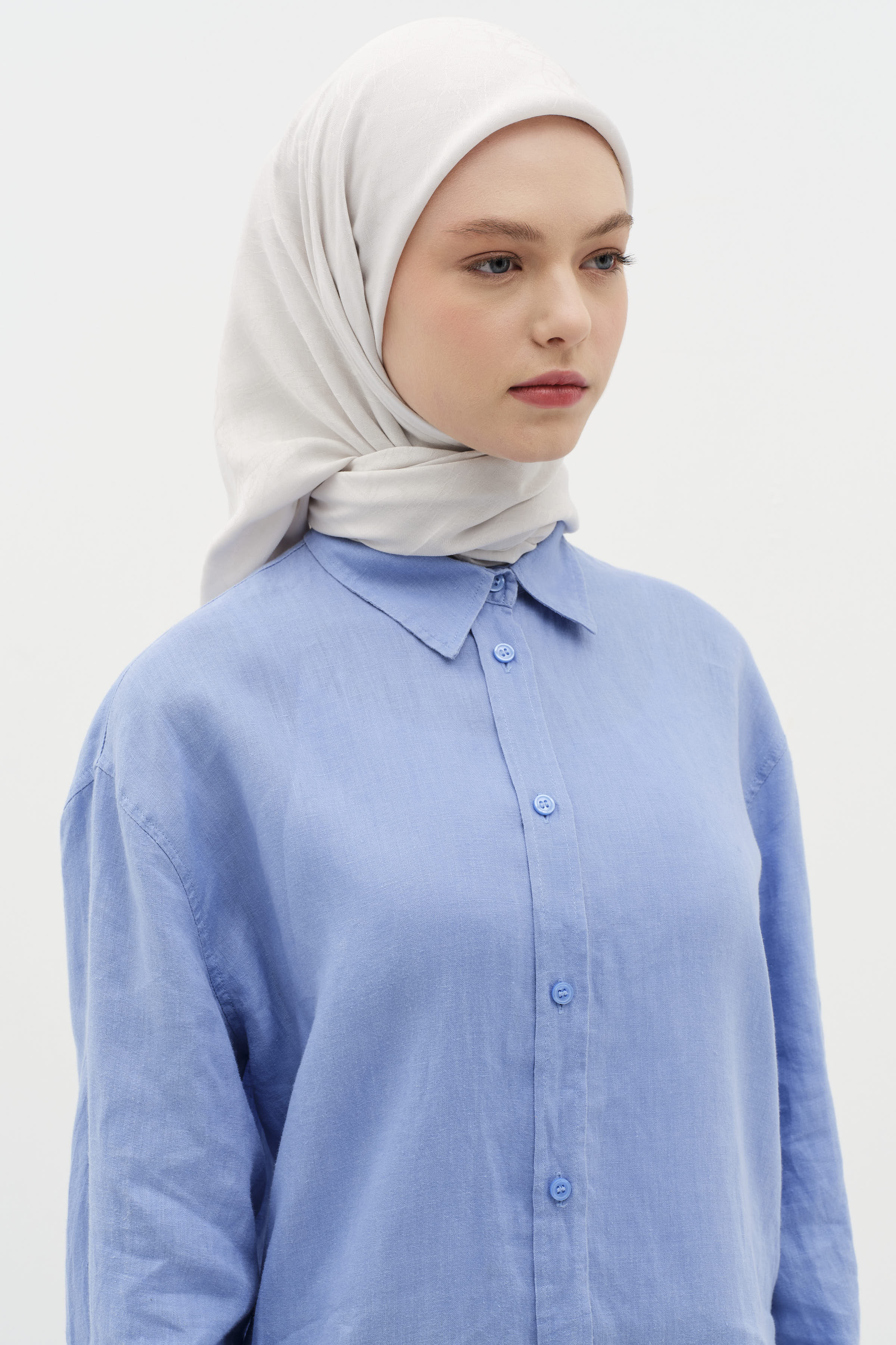 Natural Karışık Desenli Eşarp - Gri TUGBA