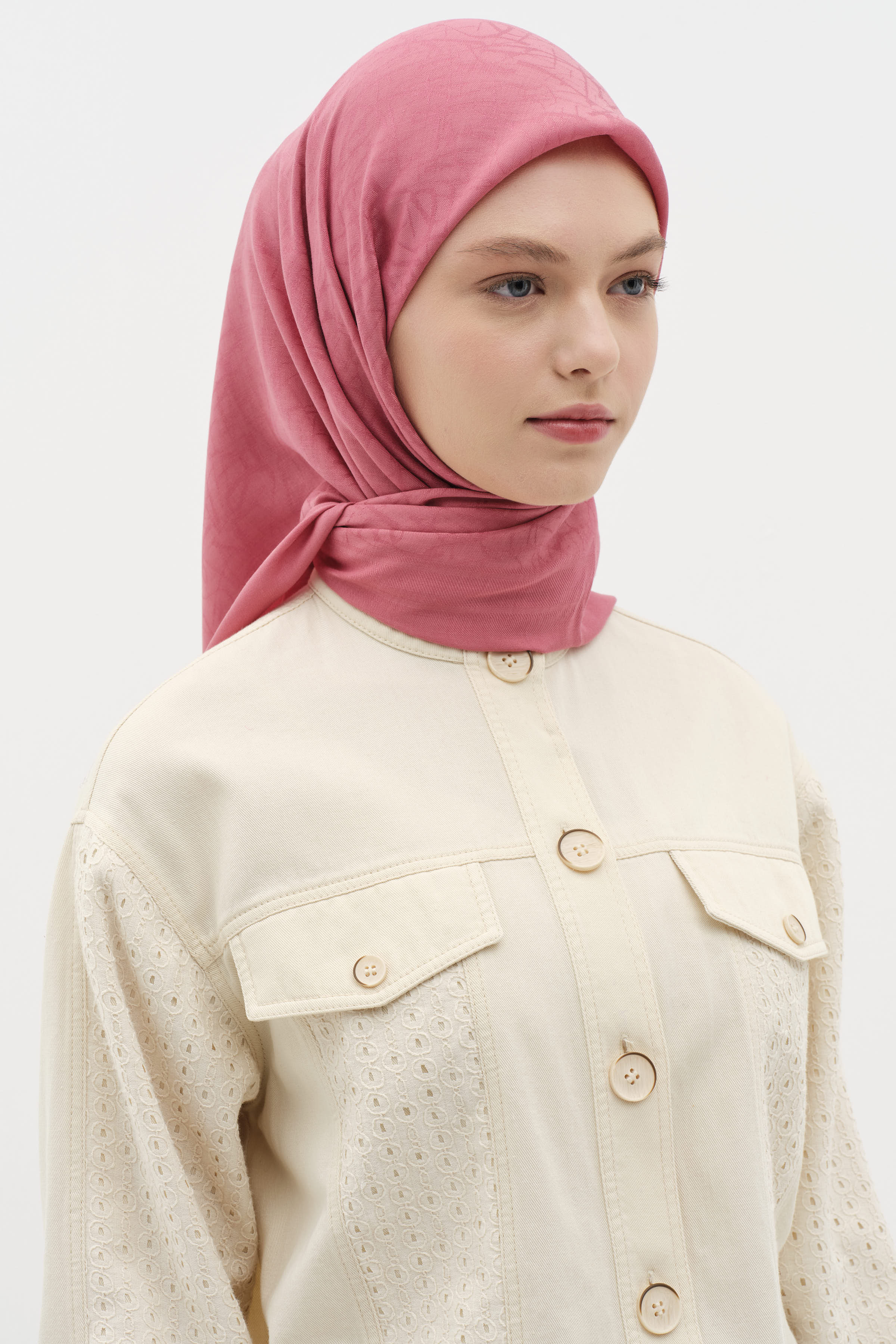 Natural Karışık Desenli Eşarp - Gül Kurusu TUGBA