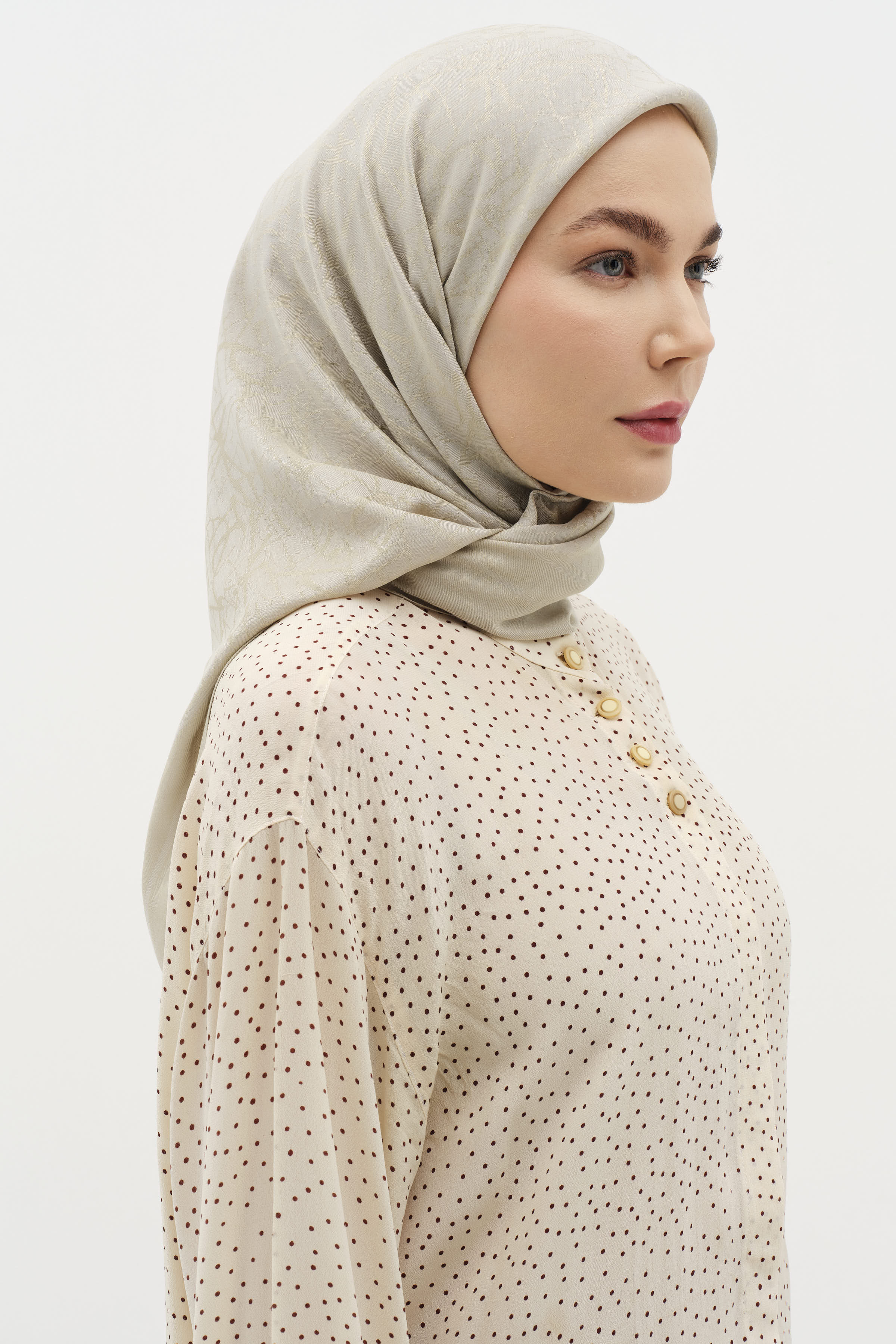 Natural Karışık Desenli Eşarp - Haki TUGBA