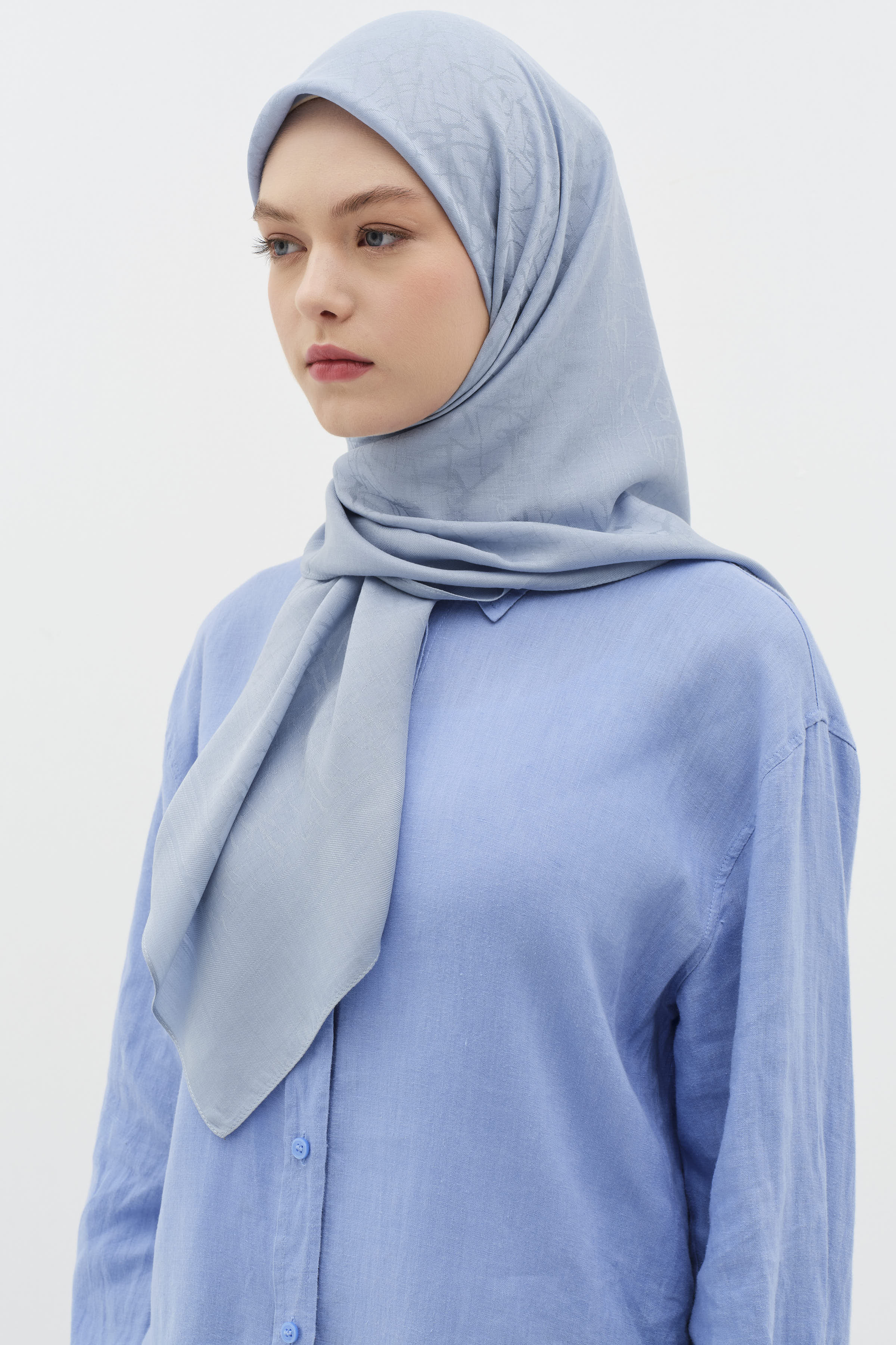 Natural Karışık Desenli Eşarp - İndigo TUGBA