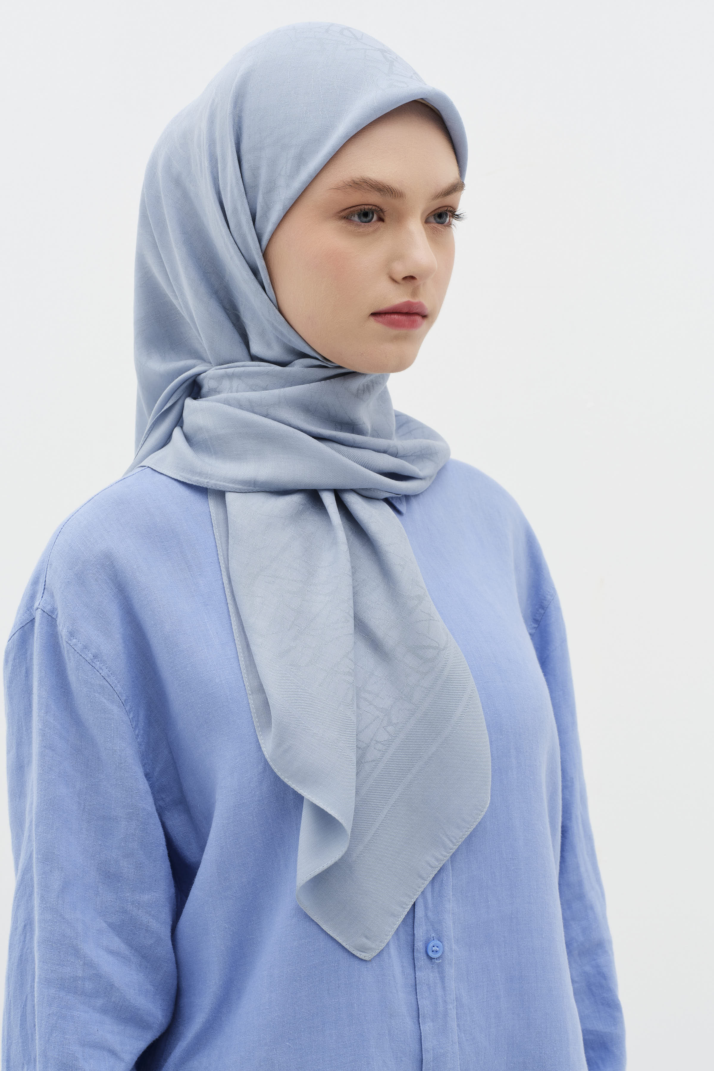 Natural Karışık Desenli Eşarp - İndigo TUGBA