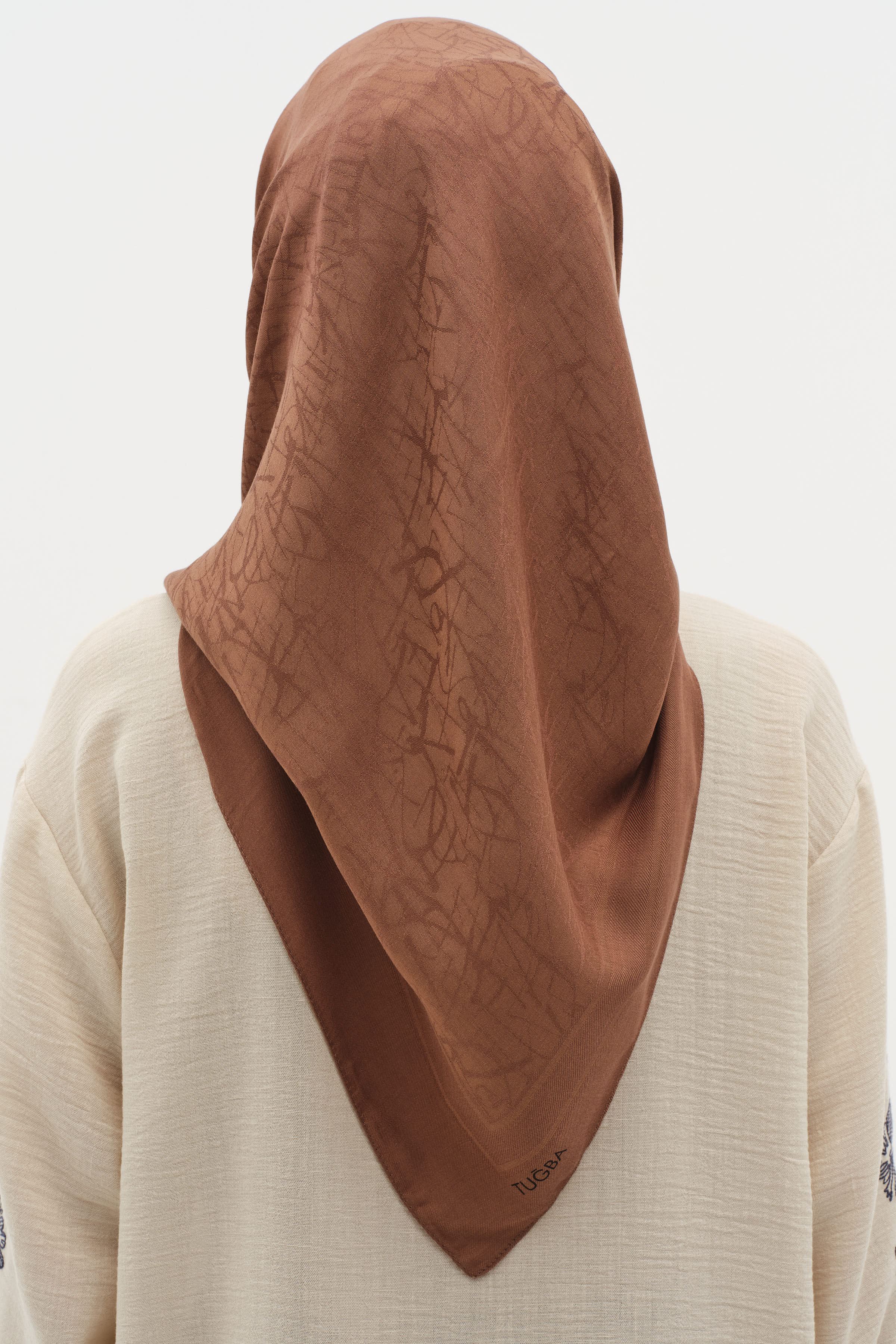 Natural Karışık Desenli Eşarp - Kahve TUGBA