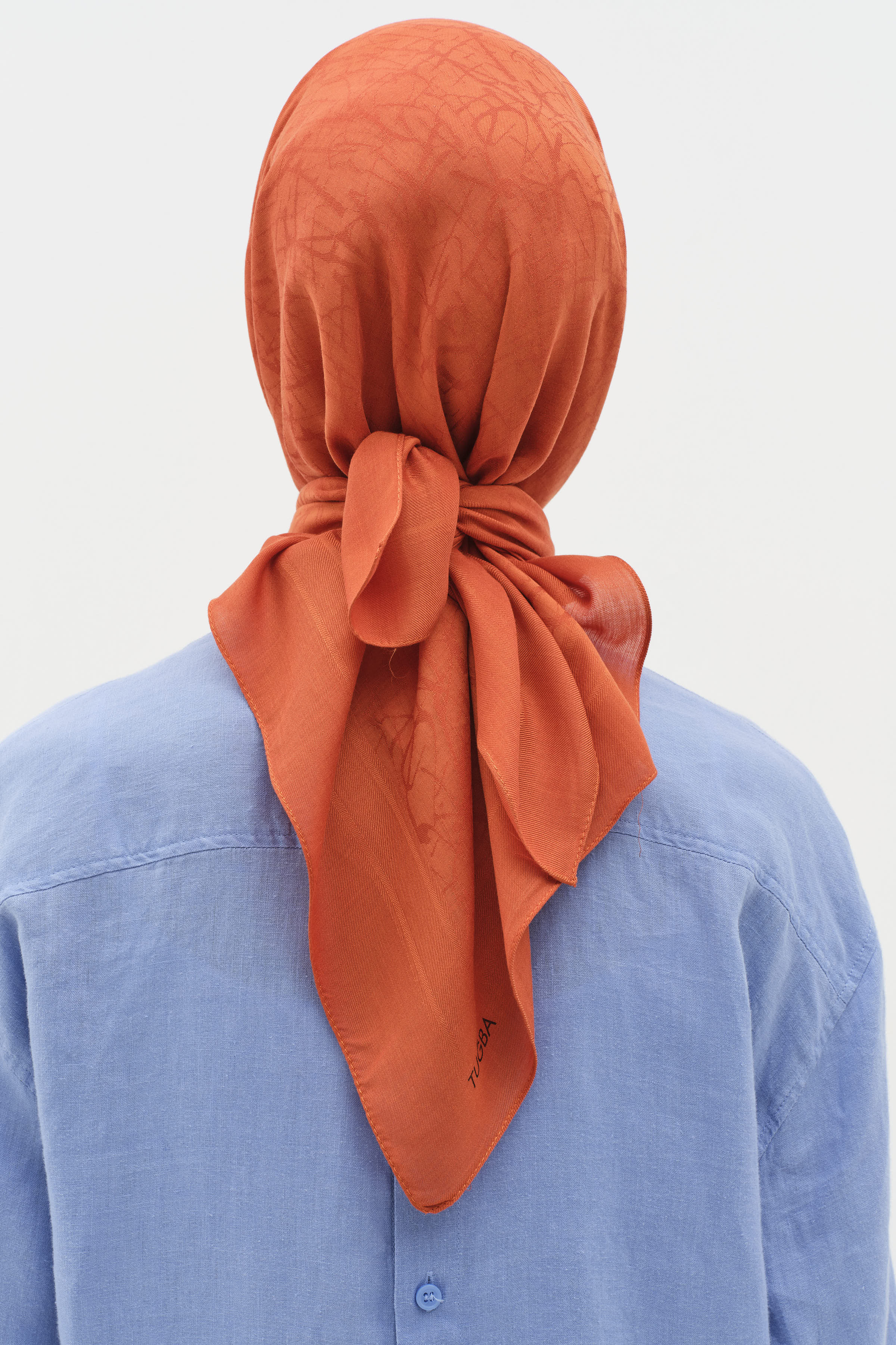 Natural Karışık Desenli Eşarp - Kiremit TUGBA