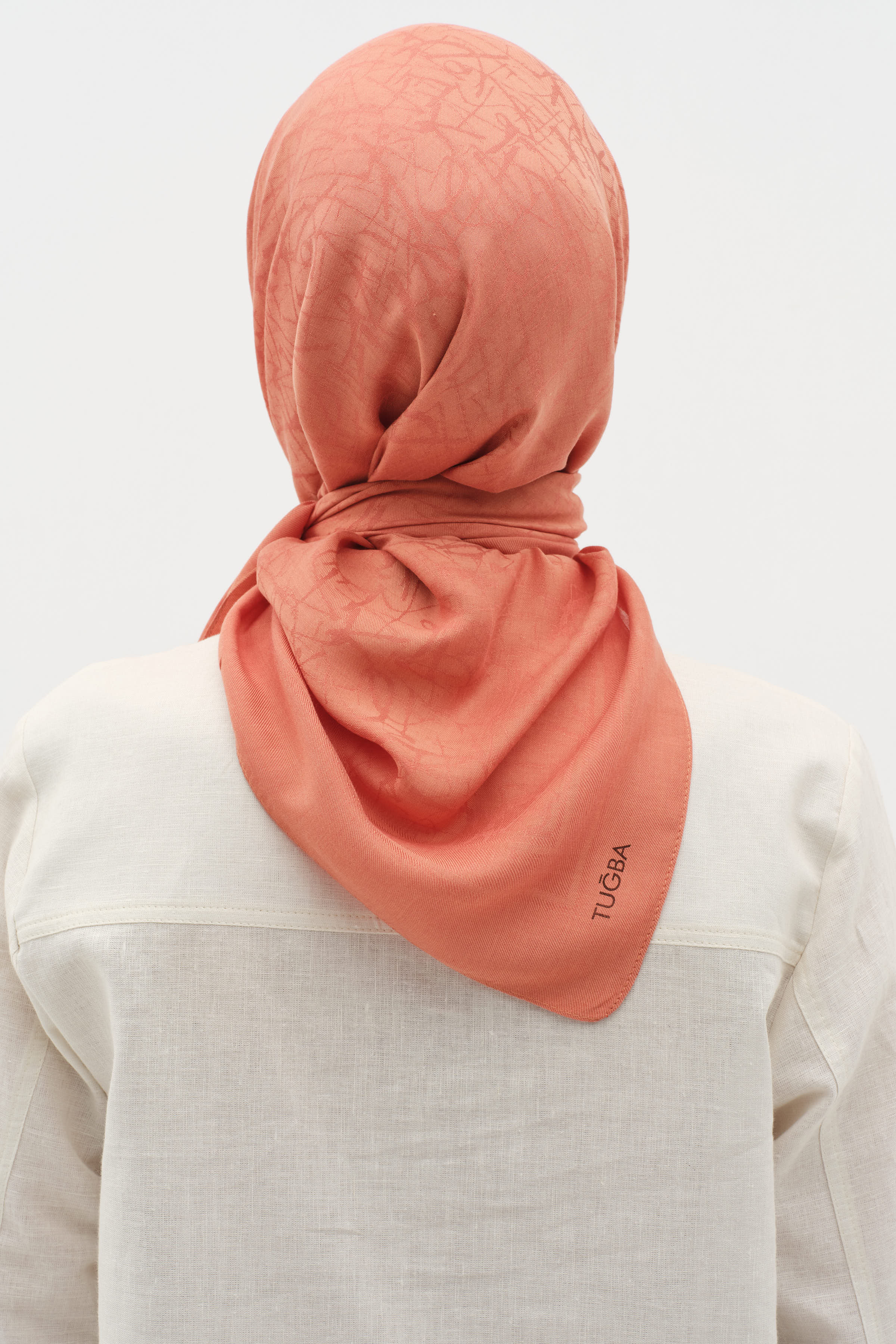 Natural Karışık Desenli Eşarp - Oranj TUGBA