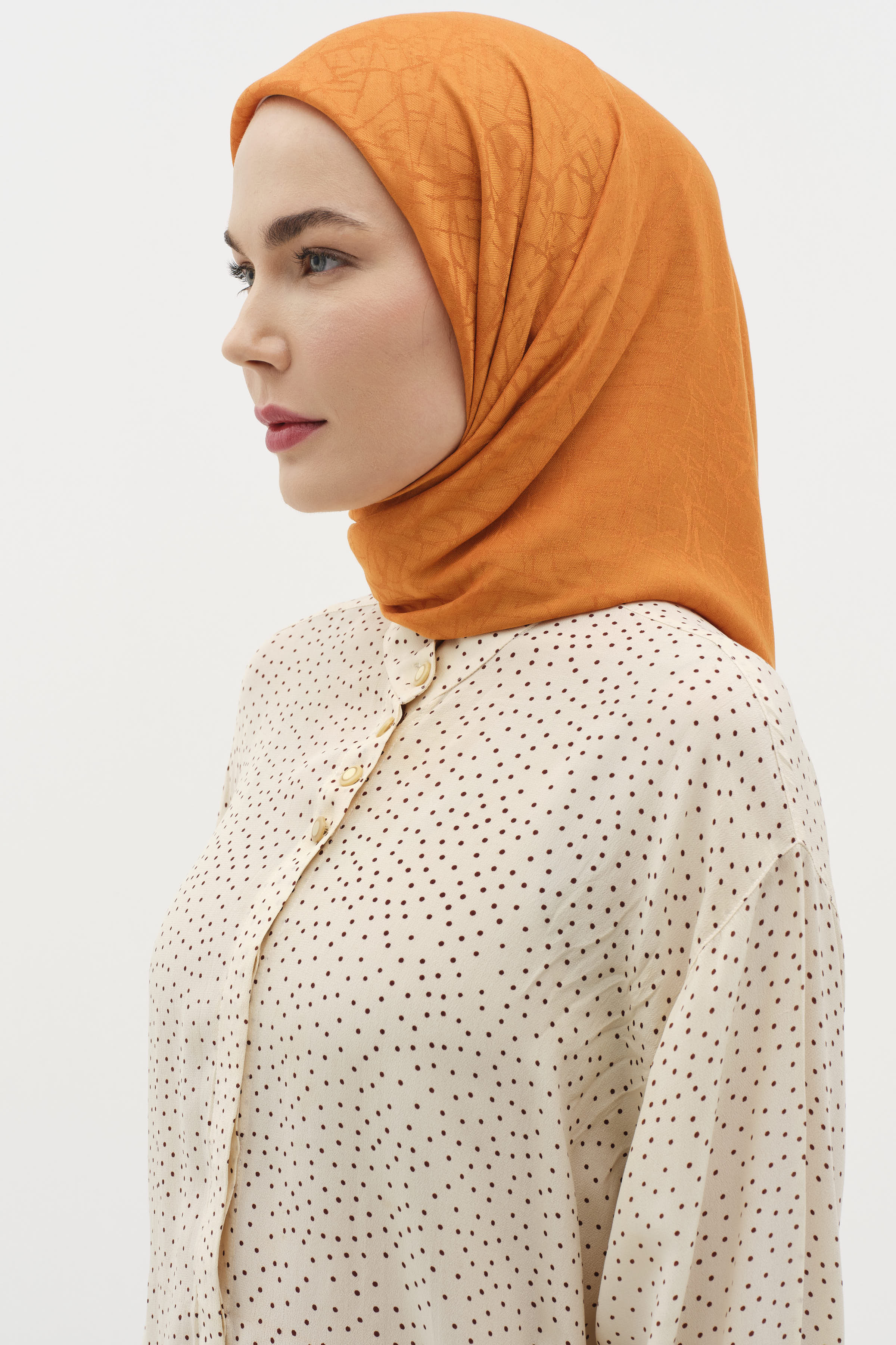 Natural Karışık Desenli Eşarp - Taba TUGBA