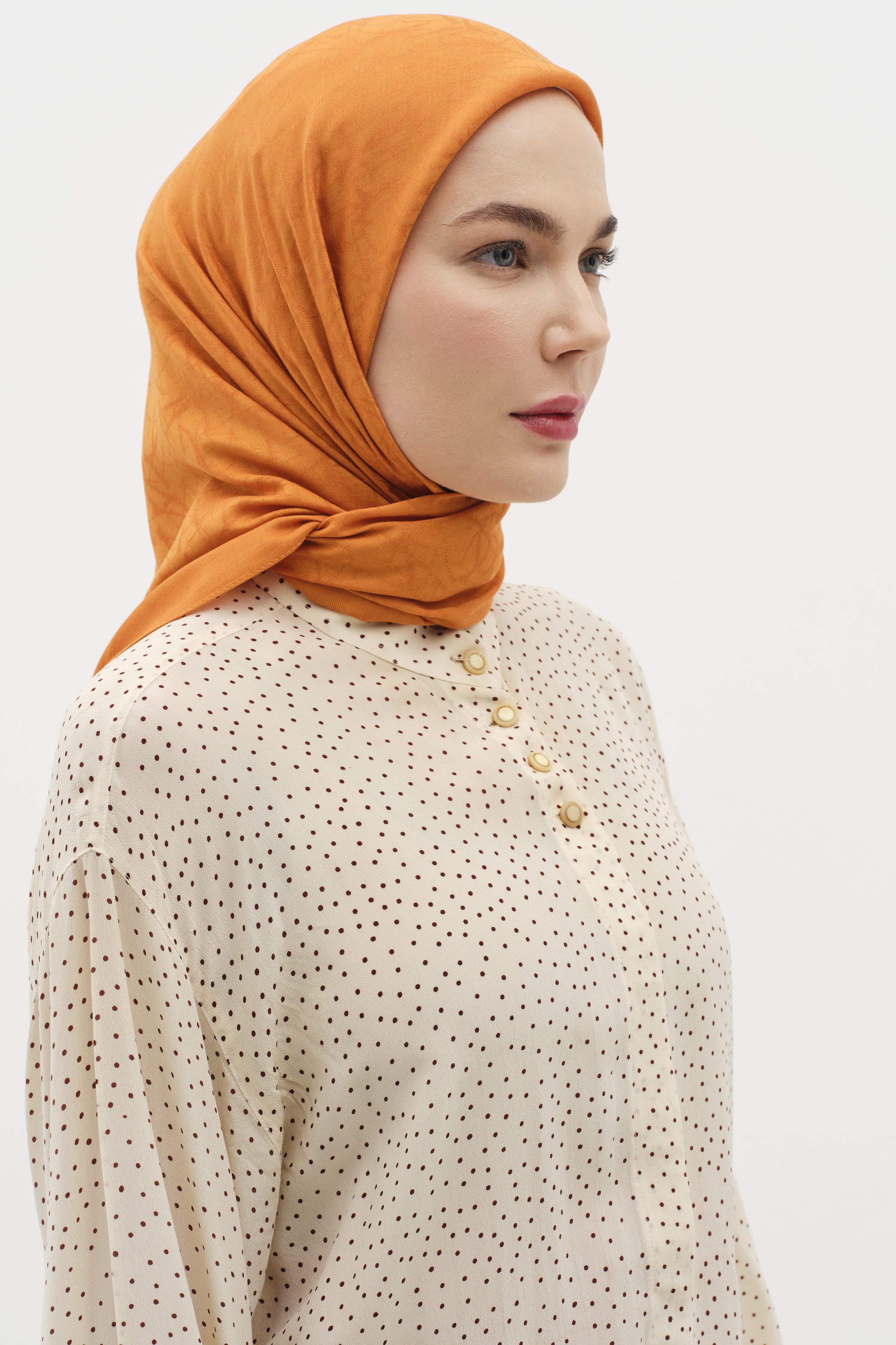 Natural Karışık Desenli Eşarp - Taba TUGBA