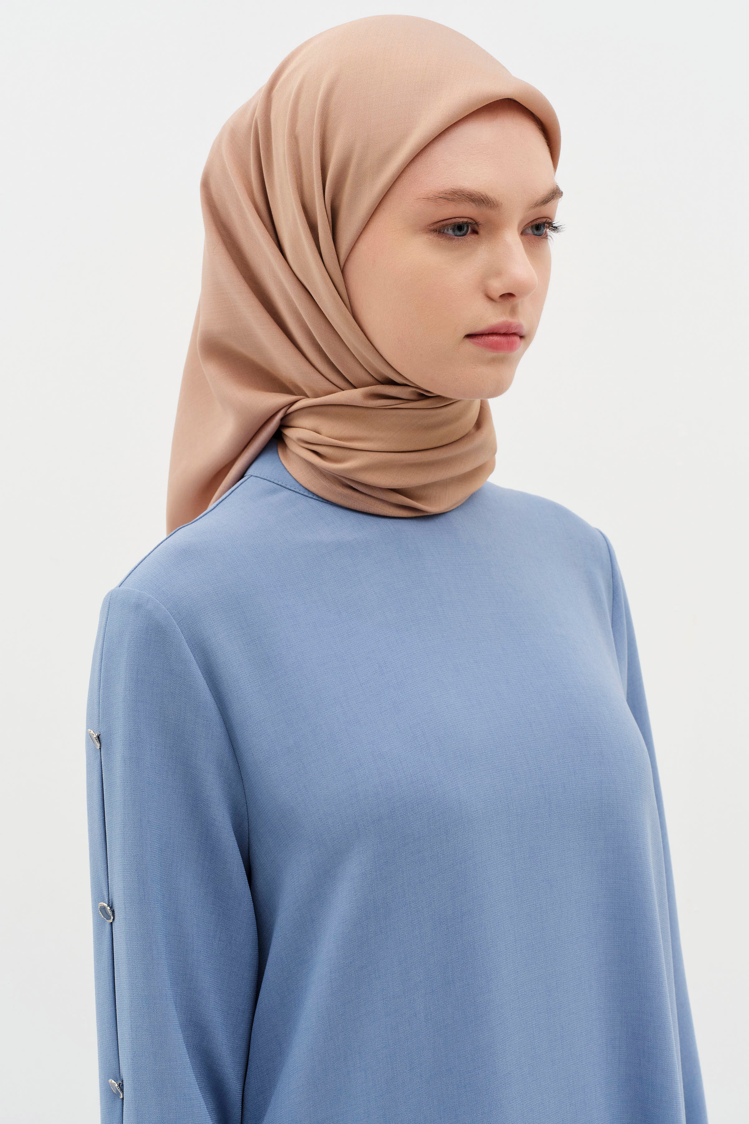 Natural Kenar Detaylı Eşarp - Açık Kahve TUGBA